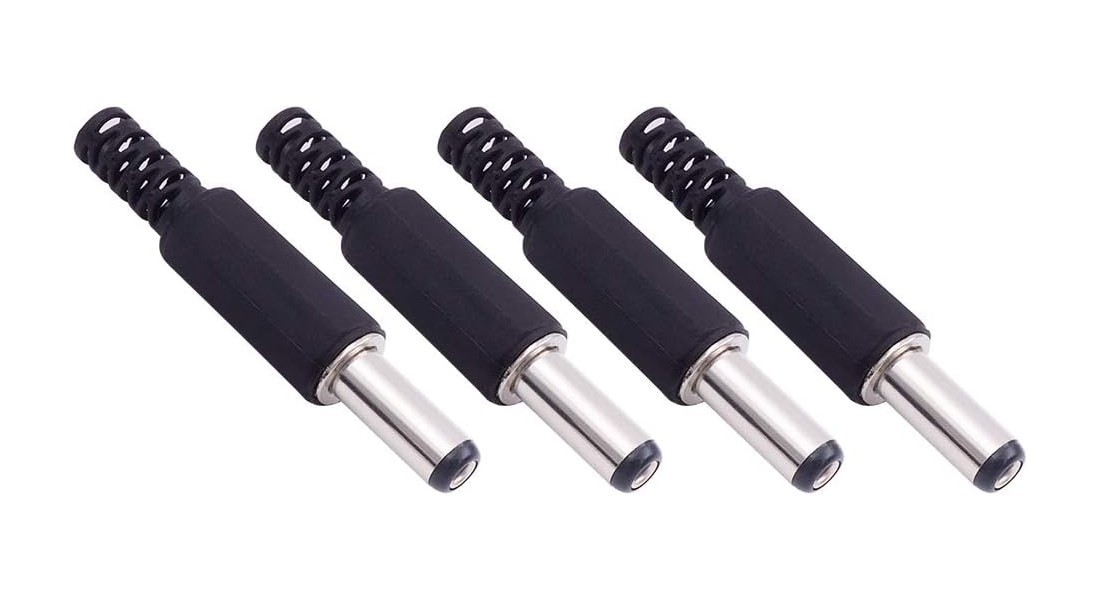 Male DC Power Plug Connectors 2.1mm x 5.5mm for LED Lights, CCTV & Electronics