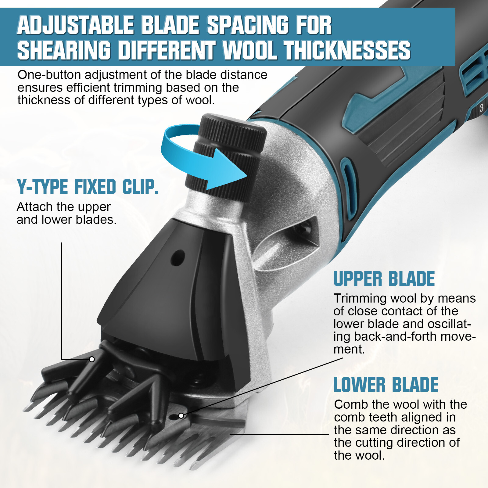 Cordless Electric Professional Sheep Shears 500W Sheep Clippers with 2 Battery