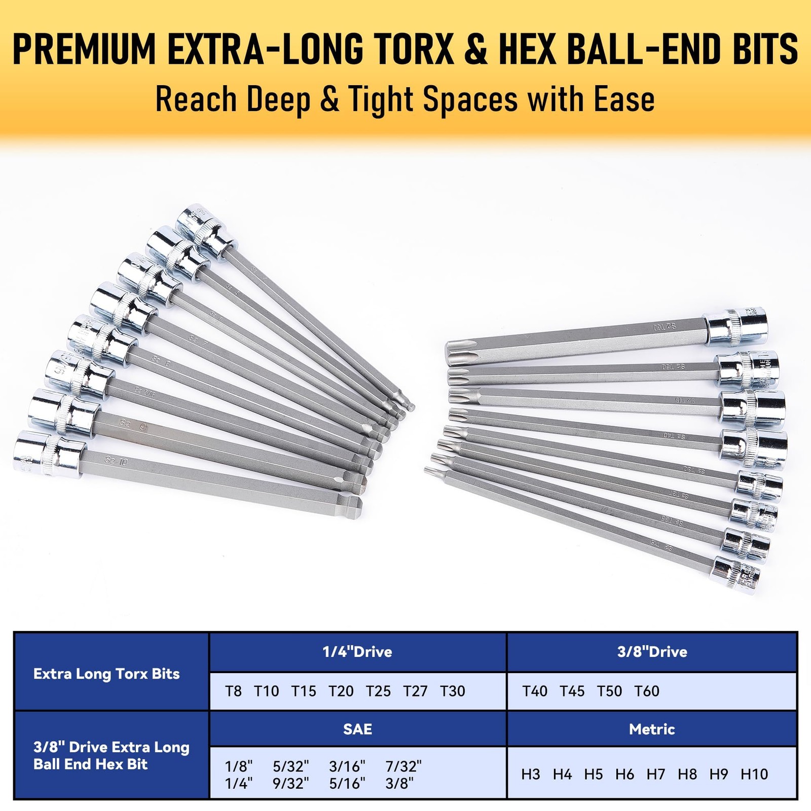 107-Piece Master Torx & Allen Bit Socket Set, S2 Steel, 1/4″ 3/8″ One Size