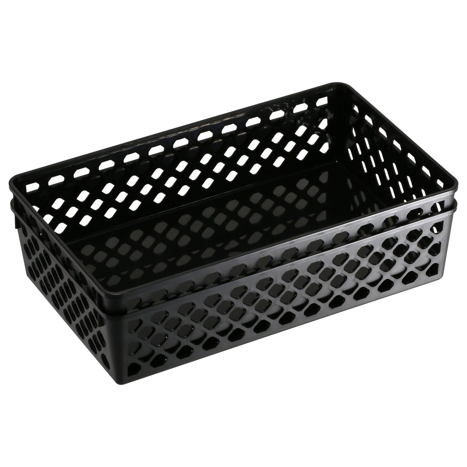Officemate Recycled Supply Basket, Plastic, 6.13 x 5 x 2.38, Black, 3/Pack