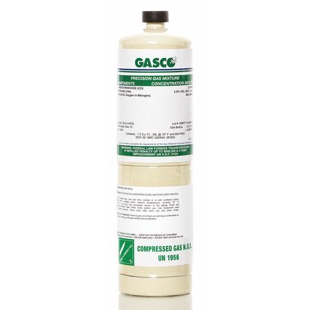Gasco 34Ls-248-100 Calibration Gas, Air, Isobutylene, 34 L, Cga 600 Connection,