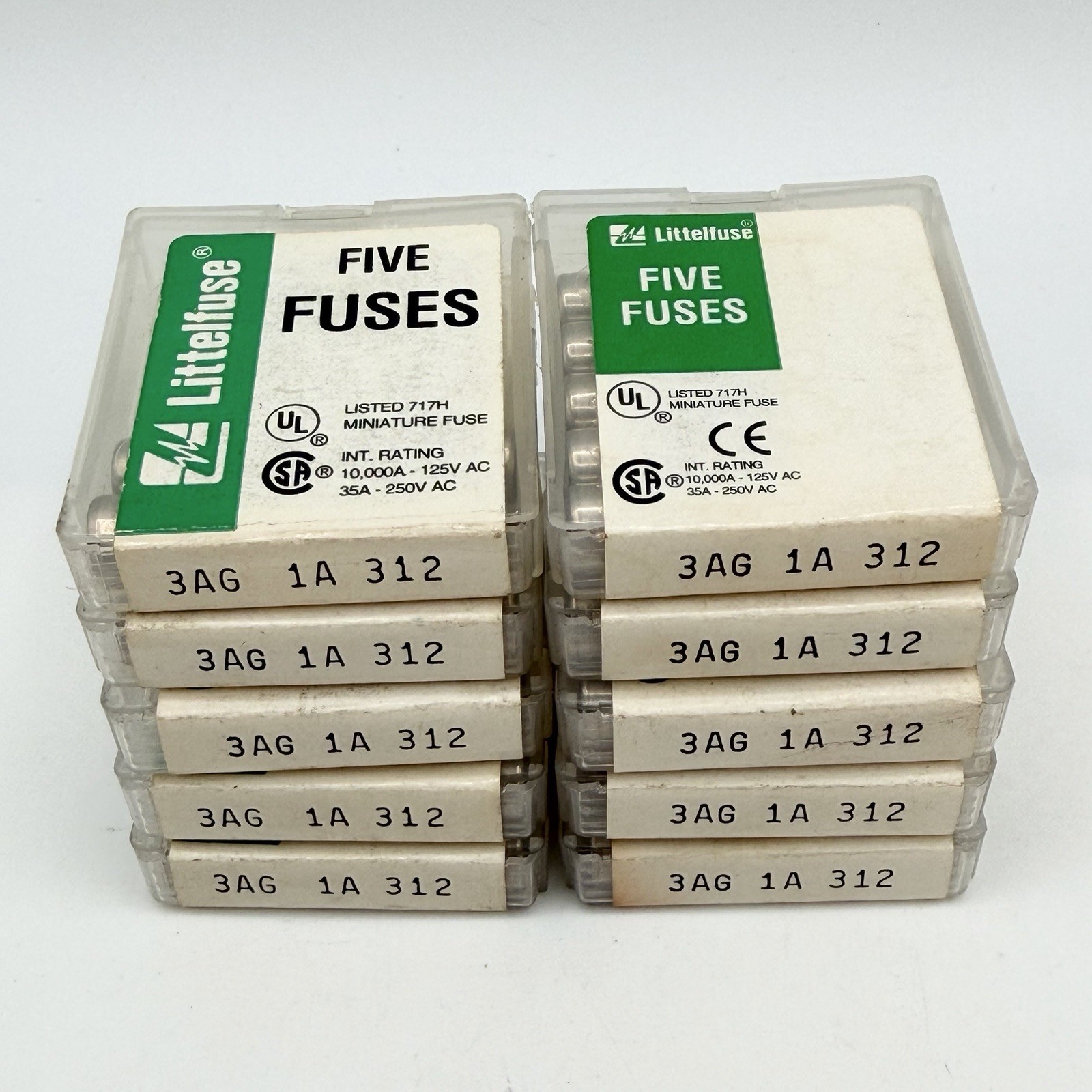 Littelfuse 3AG 1A 312 Fast-Acting Glass Fuse, 250V, New Open Box, Lot of 47