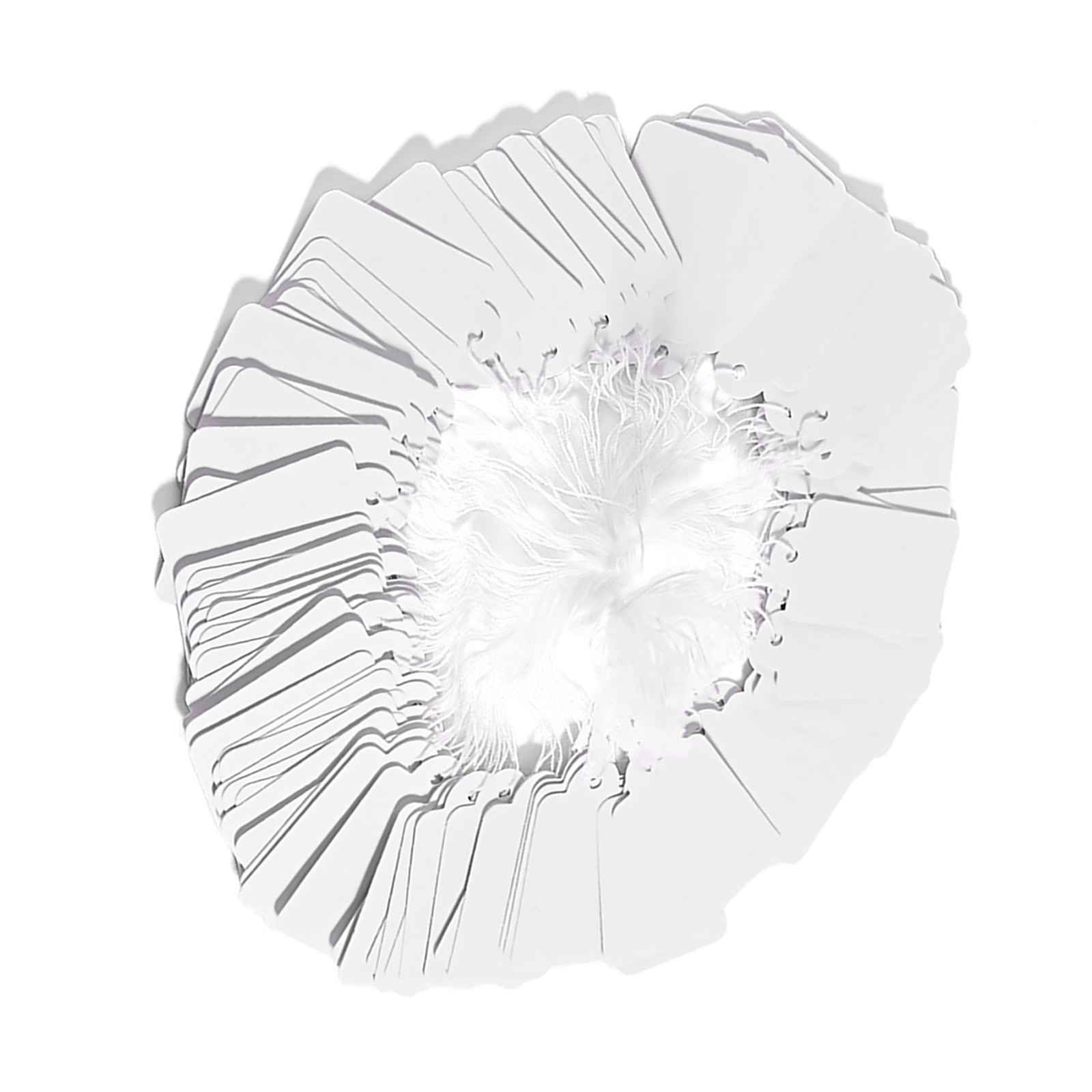 1000 Blank White Merchandise Price Tags with Strings Retail Strung Label