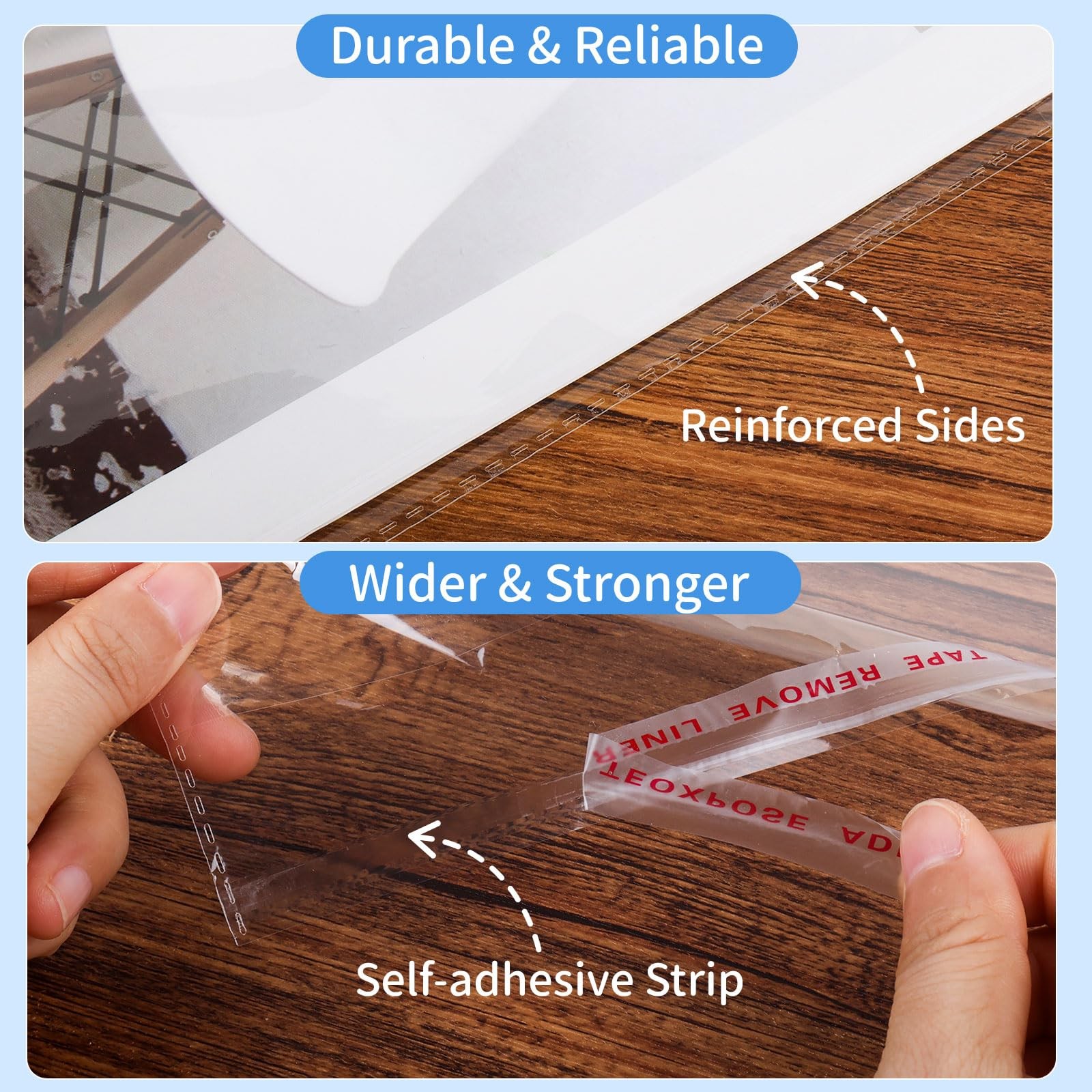 Soarvita Clear Self‑Sealing Cellophane Bags 1 Count (Pack of 100), 9×11 Inch