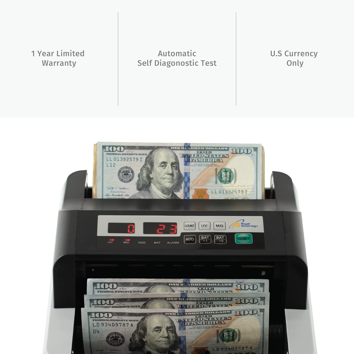 Royal Sovereign High Speed Bill Counter, UV/MG Counterfeit Detection (RBC-100N)