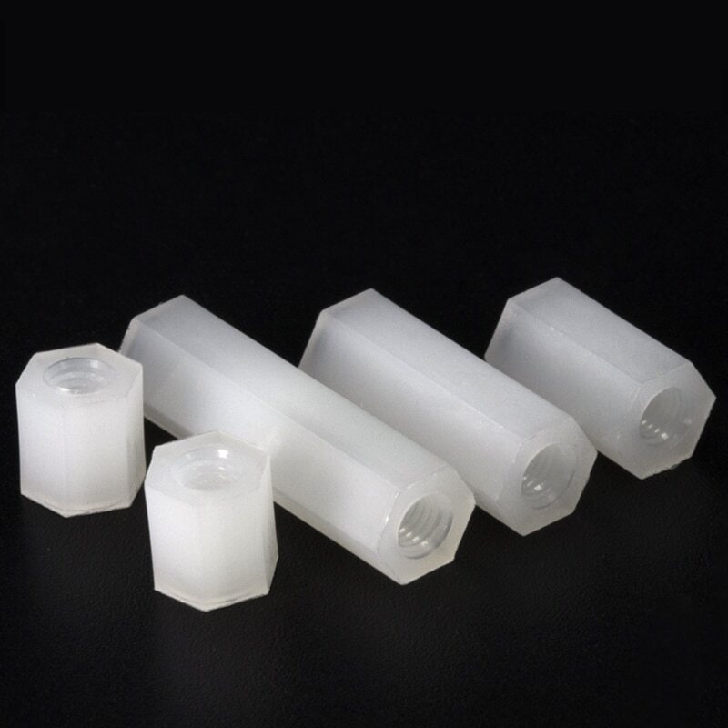 25/50/100 pieces M2 M2.5 M3 M4 M5 white nylon two-way hexagon nut plastic