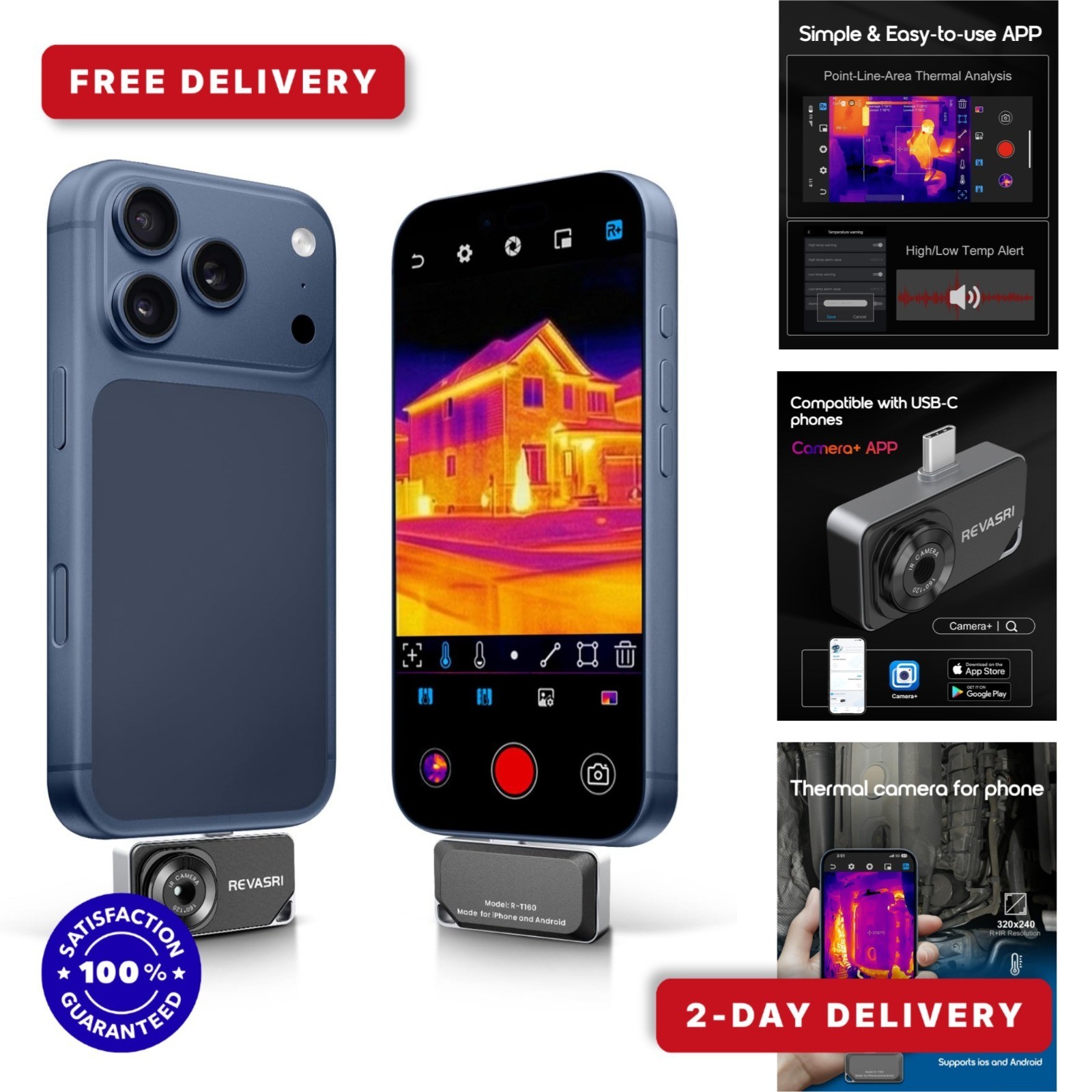 REVASRI Thermal Camera for iPhone & Android, 320×240 Resolution