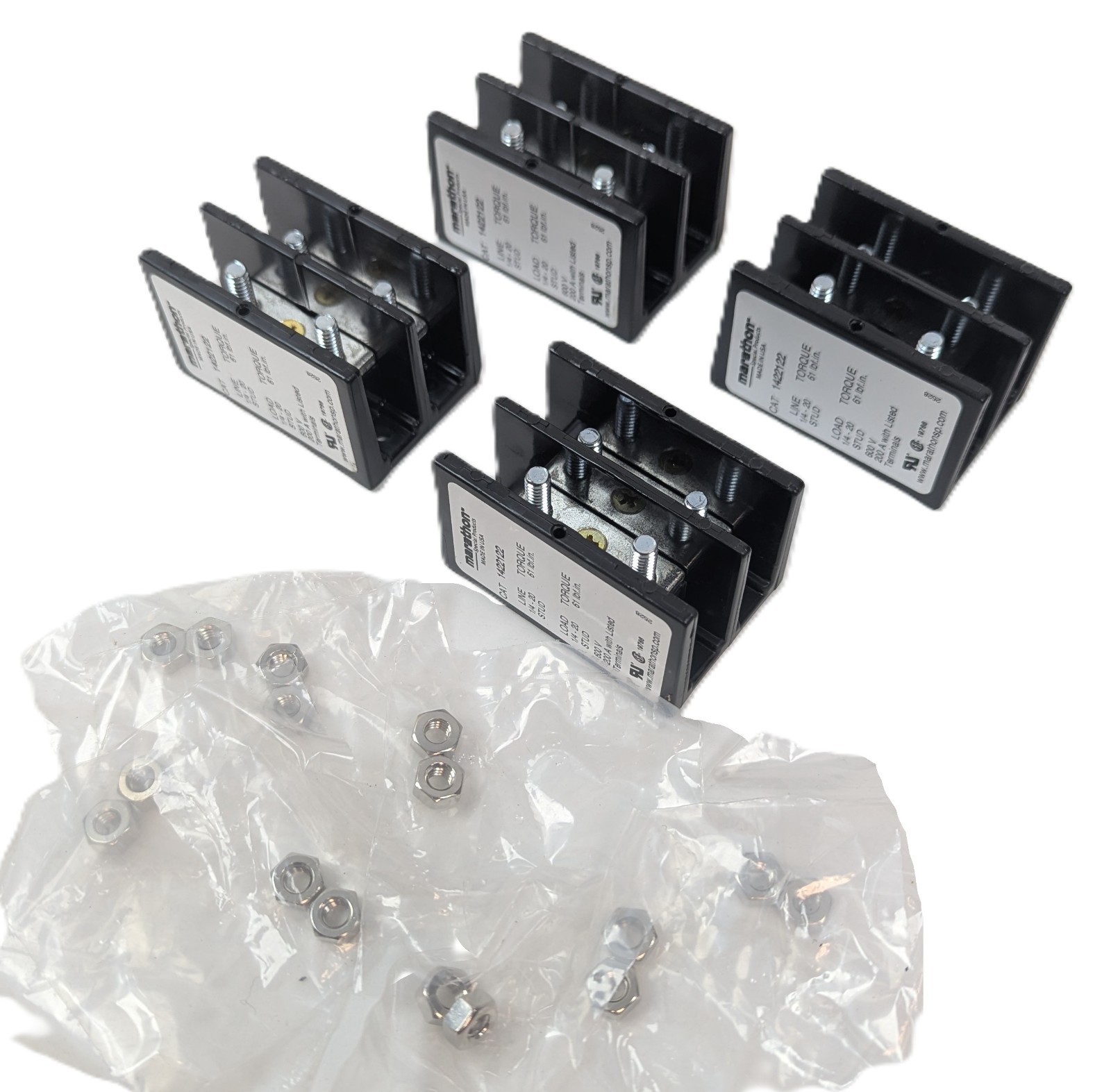 4 Marathon 1422122 Power Terminal Block 200A 600V 2-Pole NEW