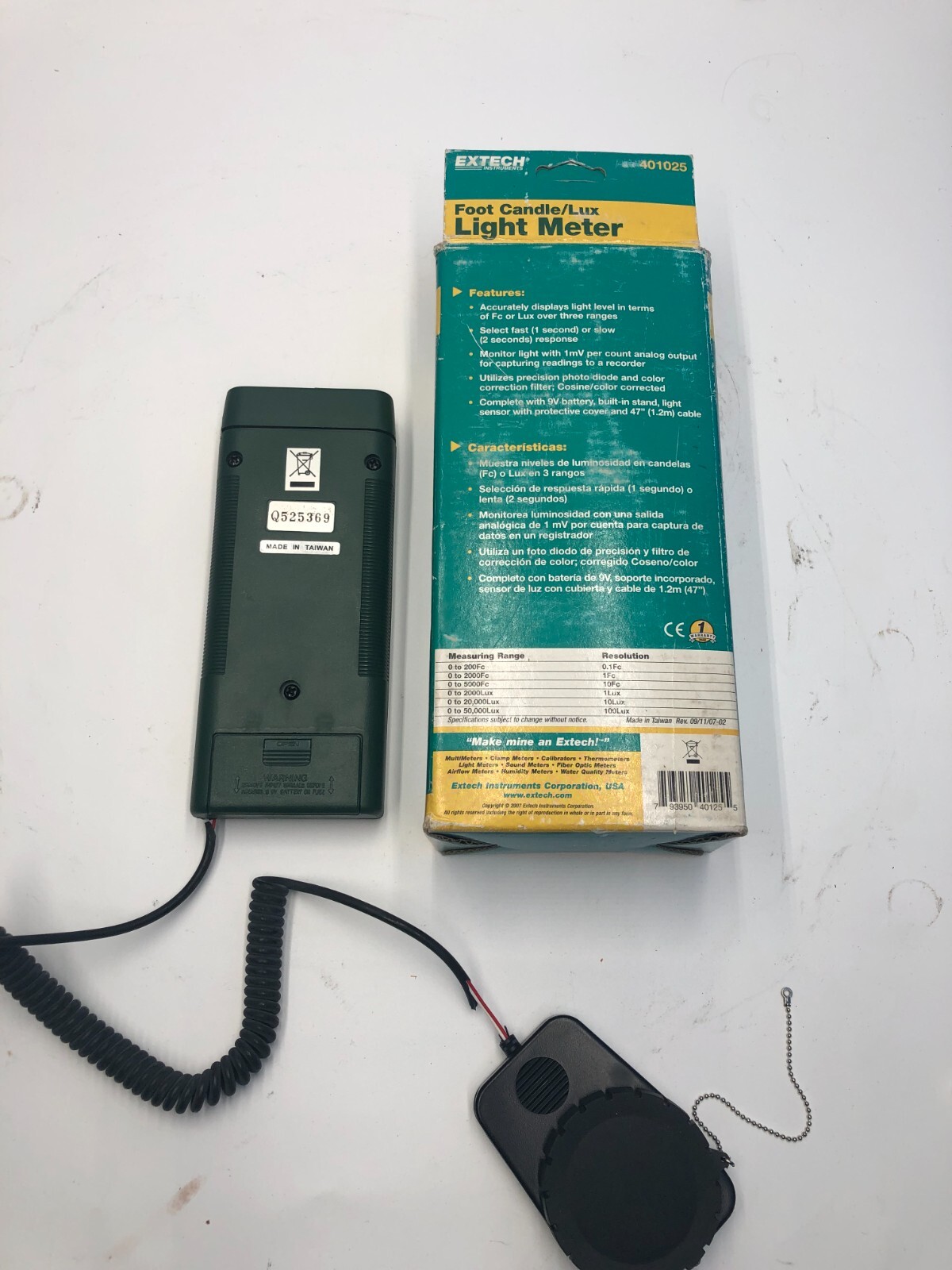 EXTECH INSTRUMENTS 401025 FOOT CANDLE/LUX LIGHT METER
