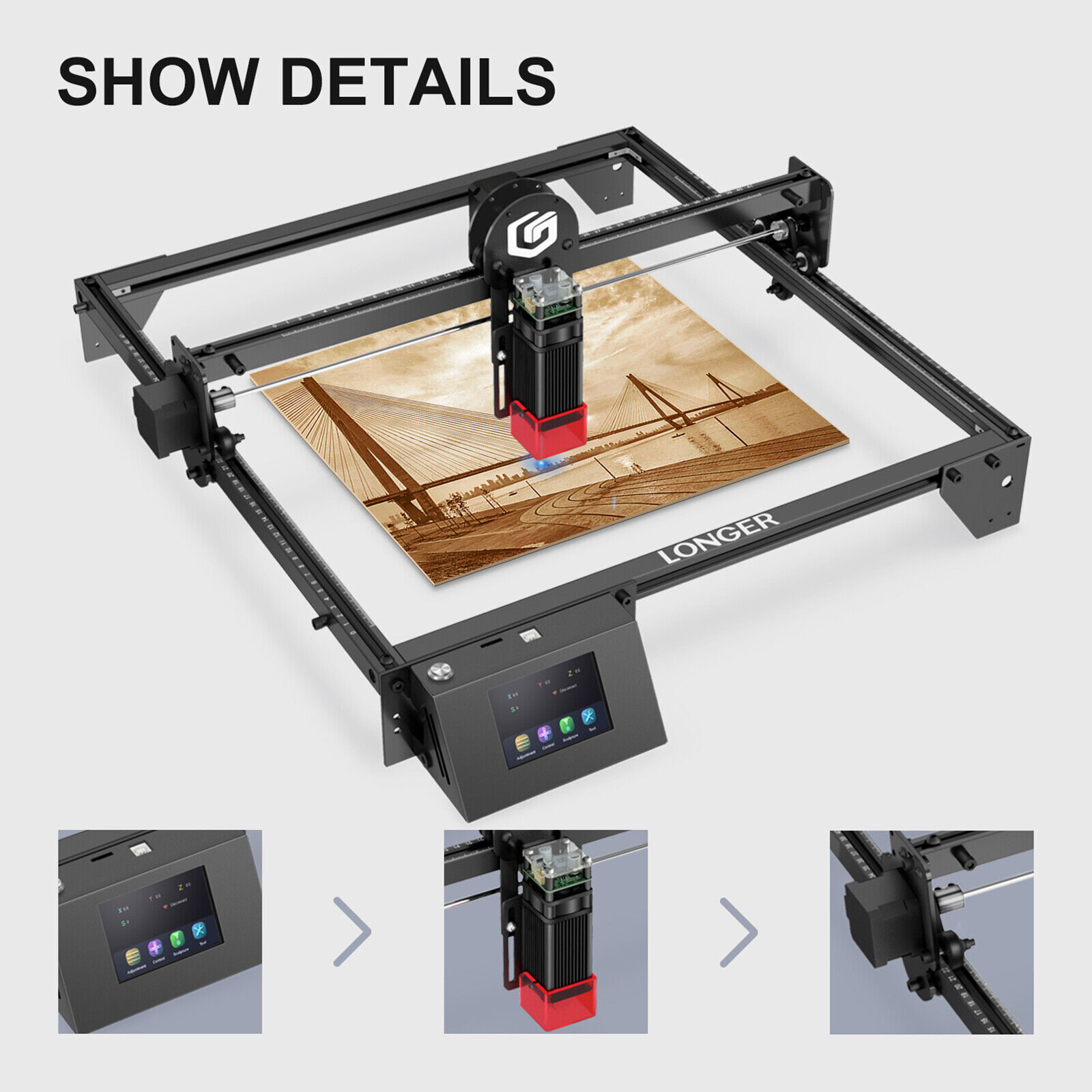 LONGER RAY5 10W W/ Roller High-Precision-Laser-Engraver and Laser Cutter Machine