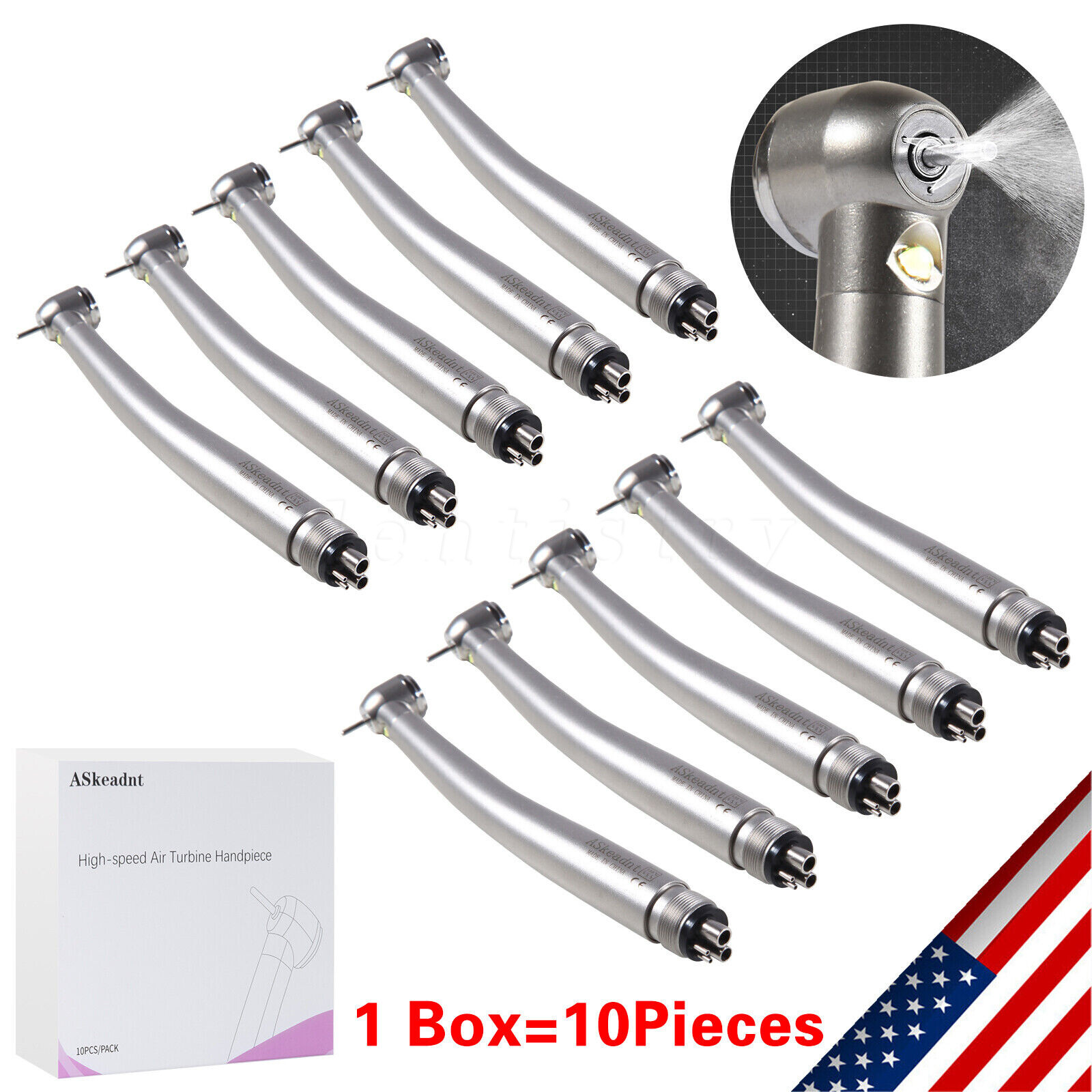 1-10pcs ASKEADNT Dental E-Generator High Speed LED Handpiece 3 Way4 Hole Turbine