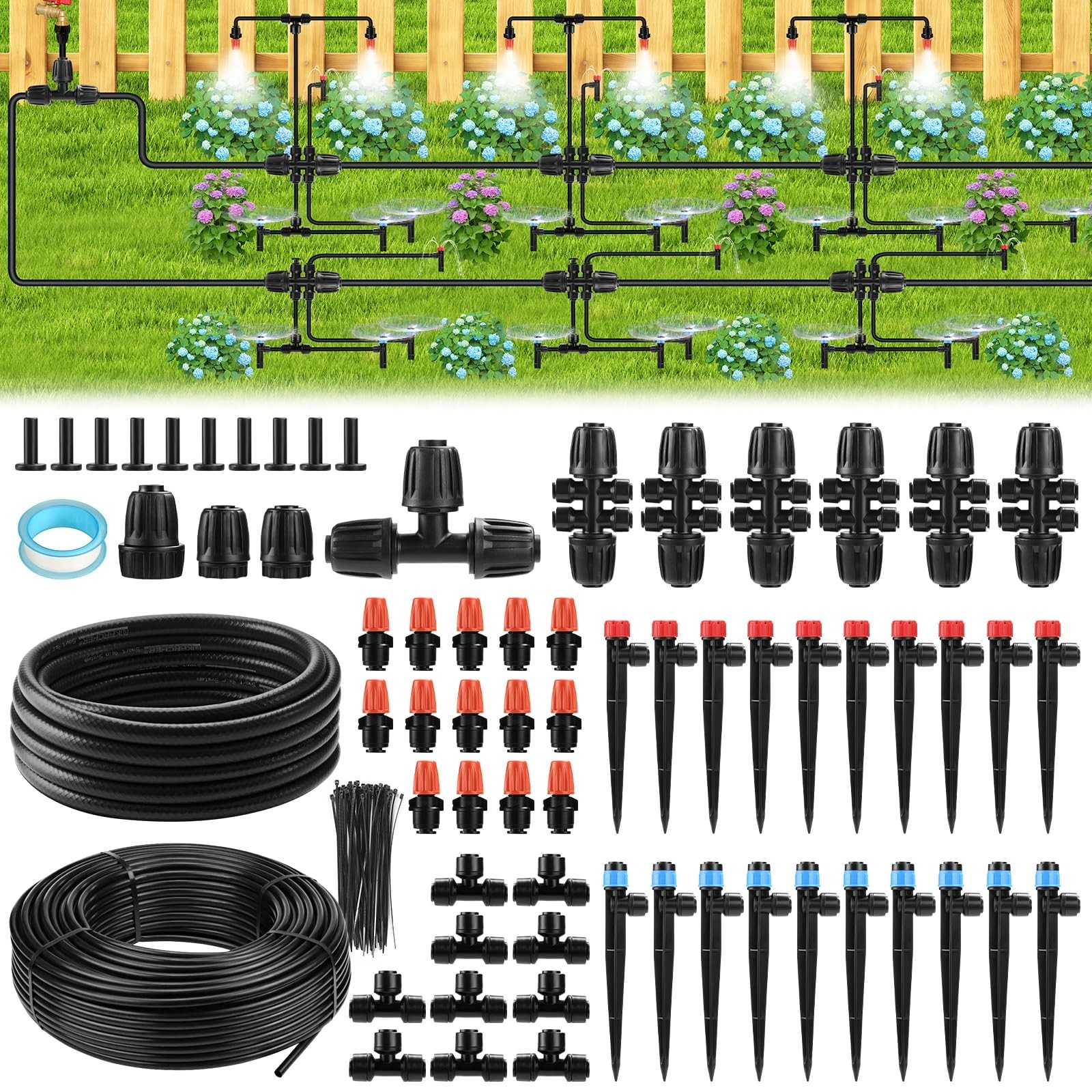 234FT Drip Irrigation System – Garden Watering System with Adjustable Three S…