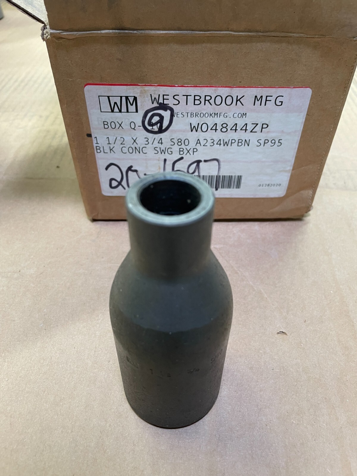 SWAGE NIPPLE 1-1/2″ x 3/4″ Schedule 80 Concentric Bevel x Plain A234 WPBN SP95