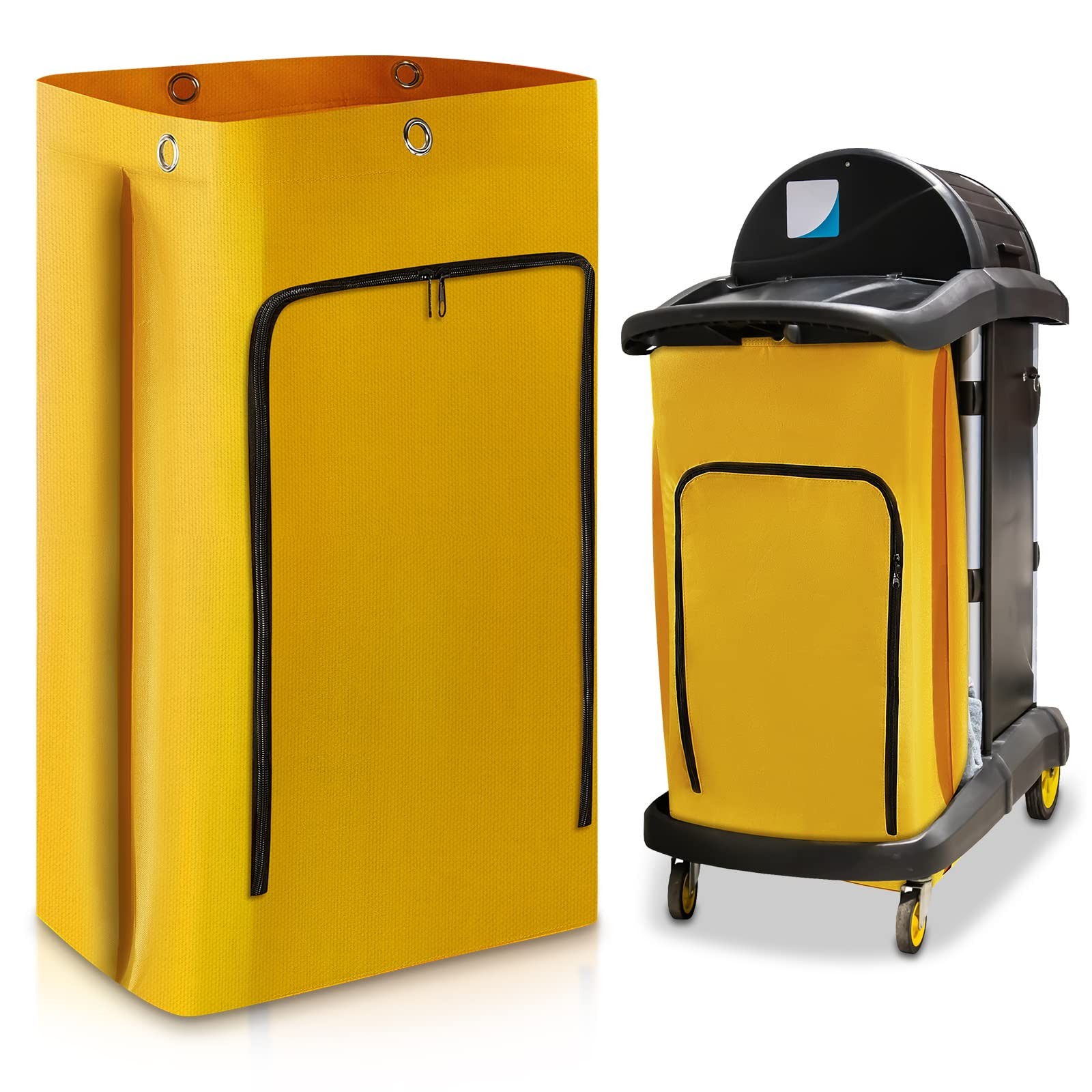 1 Pack Cleaning Cart Bag Zippered Front Replacement Janitorial Cart Thick Bag…