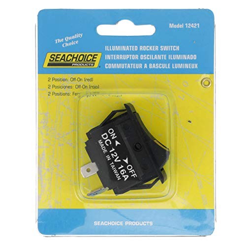 Seachoice Illuminated Rocker Switch, 3 Terminal, On/Off One Size, Black