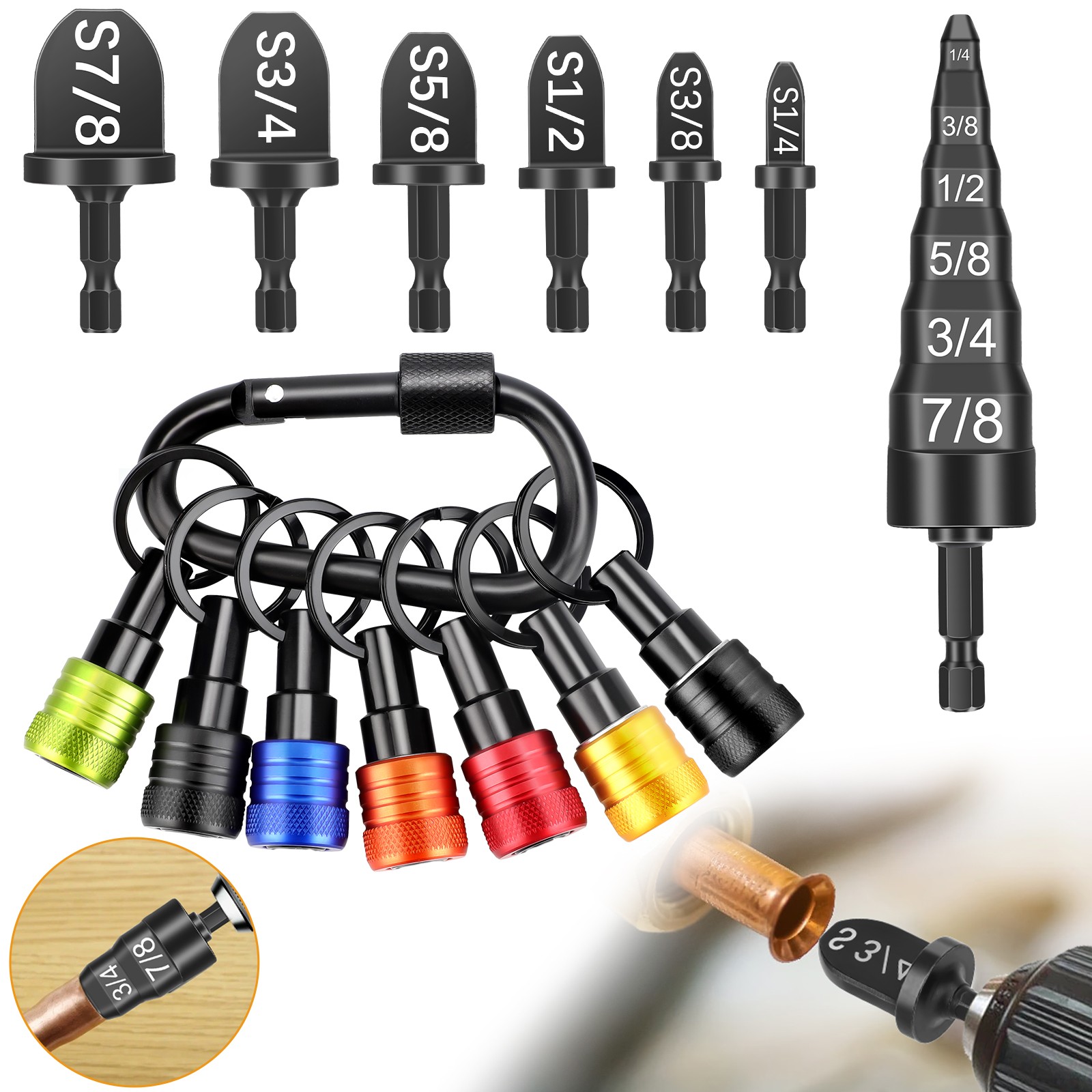 15x 1/4–7/8″Copper Pipe Expander Swage Tool Kit HVAC Refrigeration Drill Bit Set