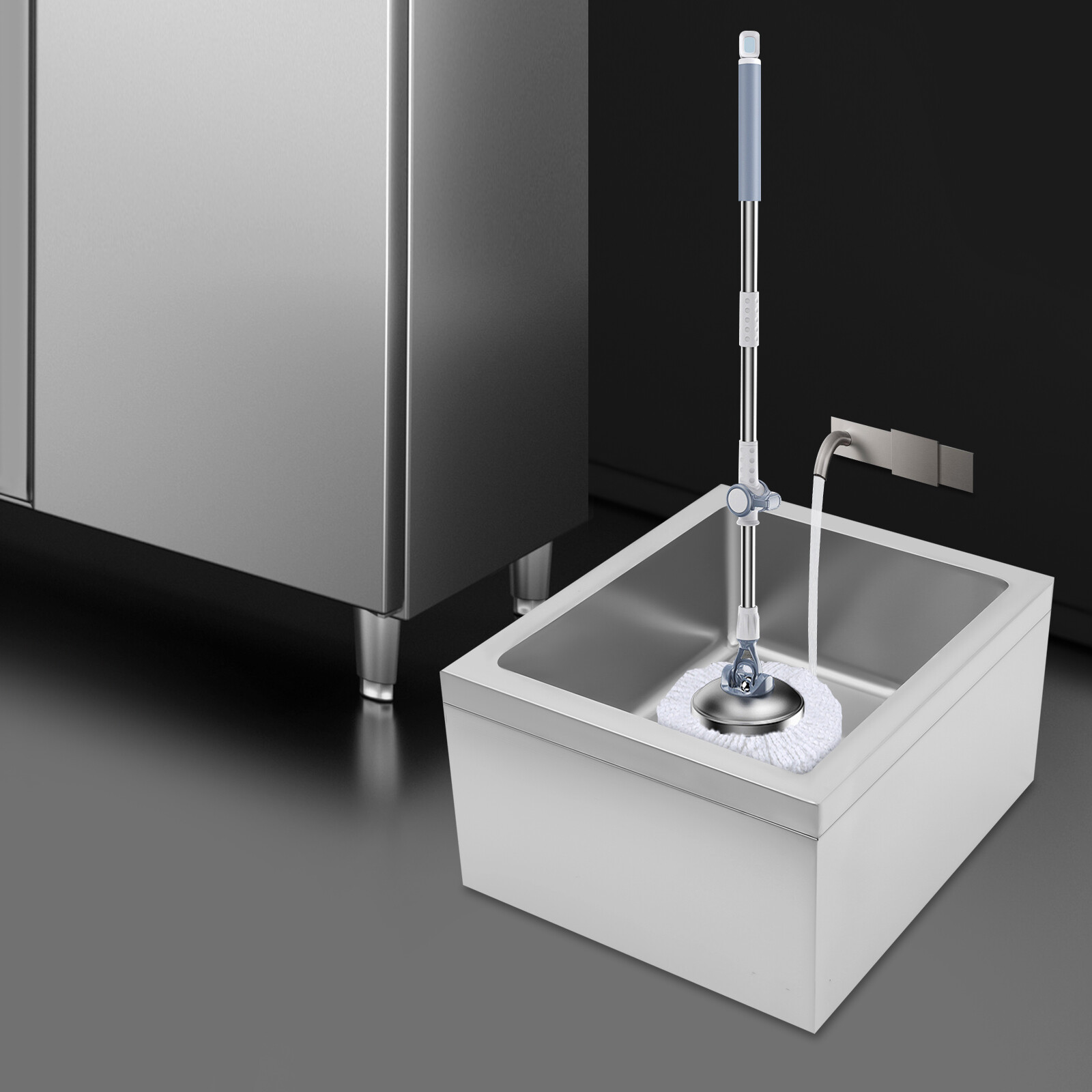 22″L x 19″W x 12″H Stainless Steel Mop Sink Utility Floor Mount Mop Basin Silver