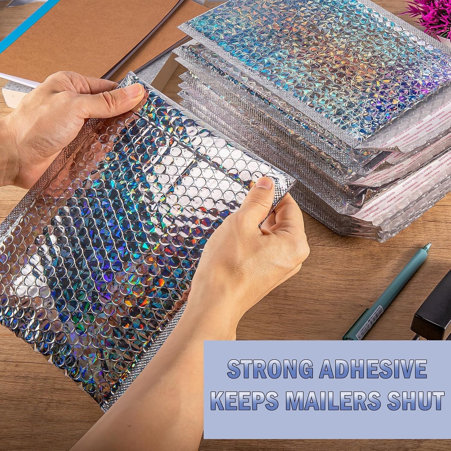 Holographic Bubble Mailers,30 Pcs Metallic Bubble Mailers,6.5 x 9 Inch Poly P…