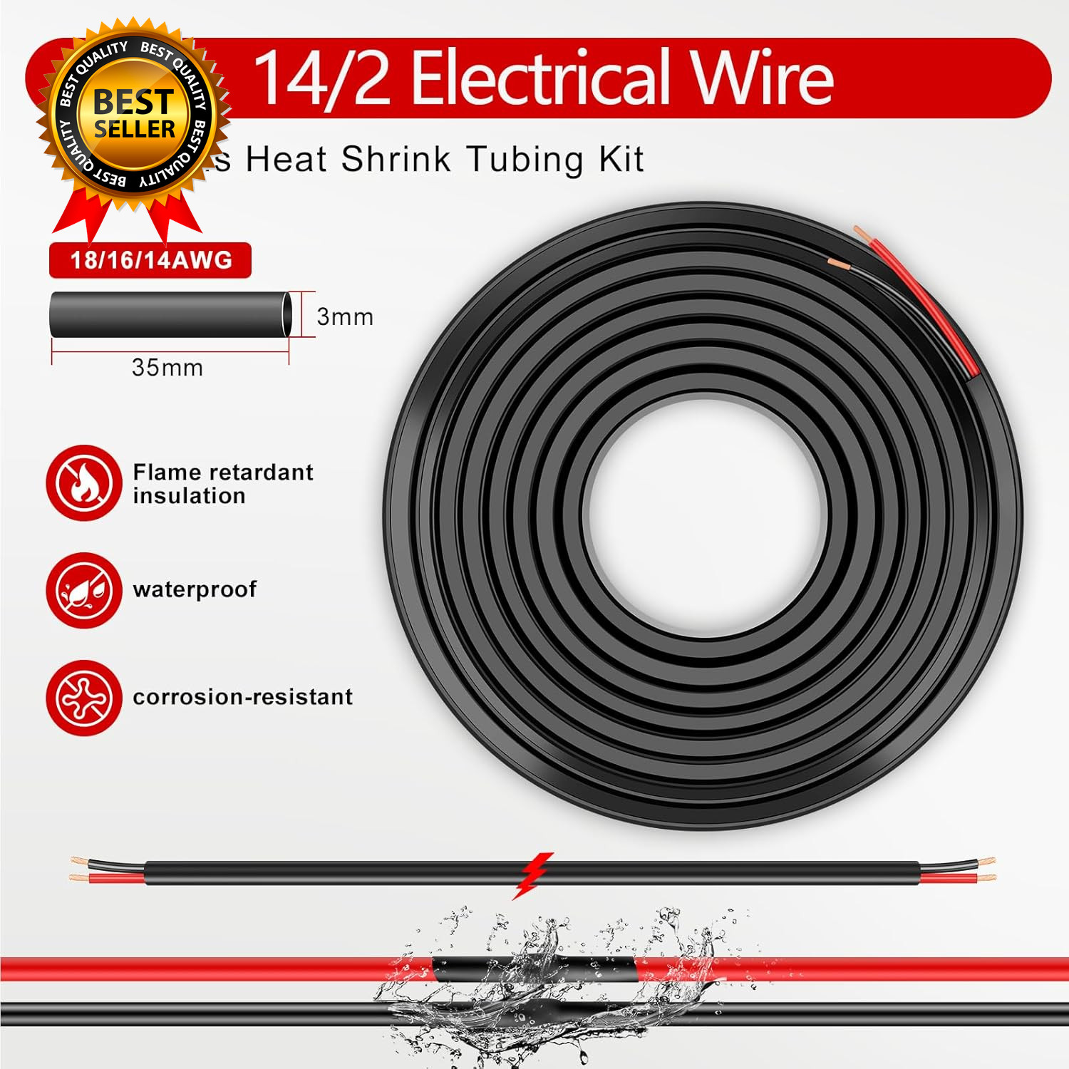 14 Gauge 2 Conductor Electrical Wire, 14 AWG 2.08Mm Wire PVC Cord
