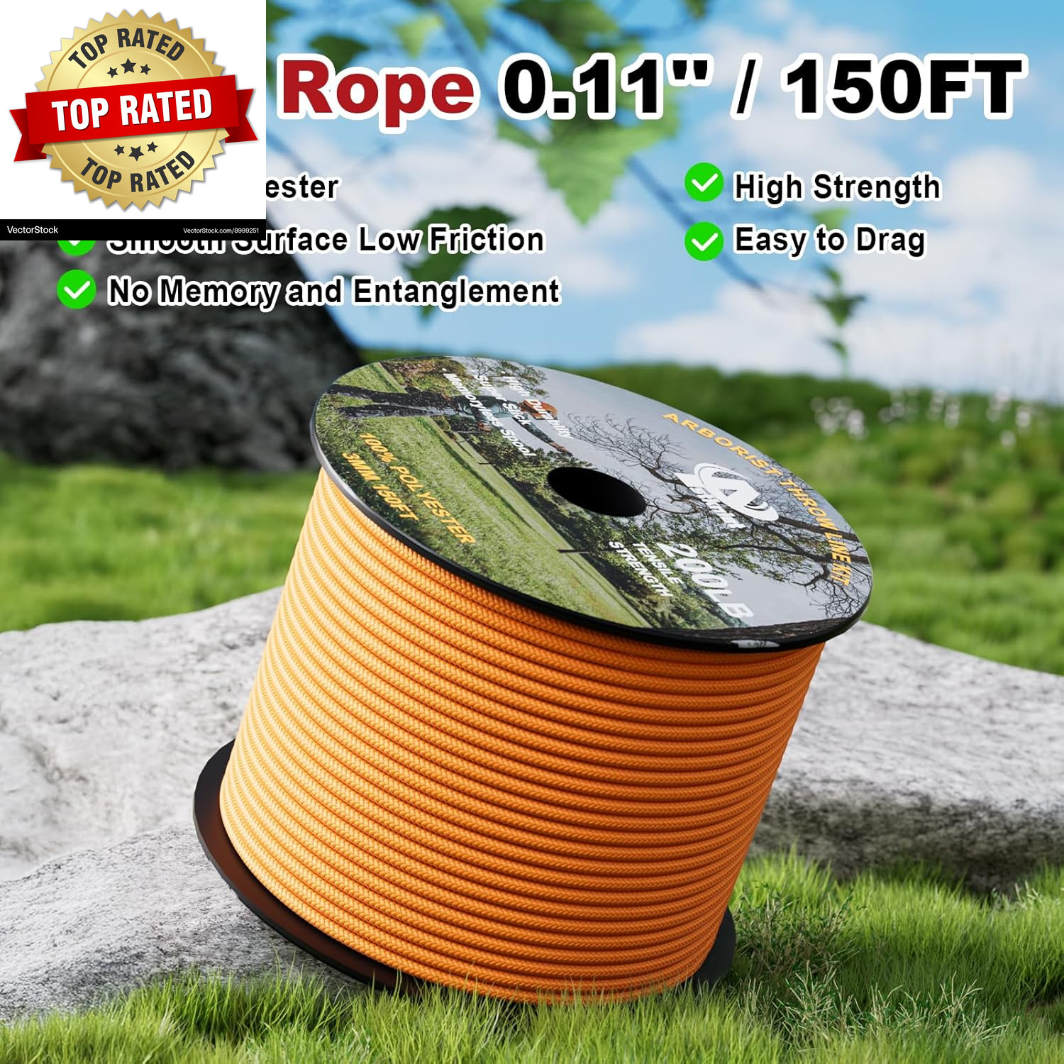 Arborist Throw Line Kit with Slick Rope & 12/14/16Oz Throw Weight & Reflective S