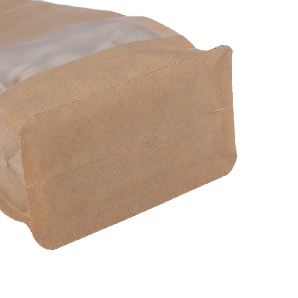 New Brown Kraft Stand Up Zip Seal Bags w/ Clear Window Side Gusset Variety Sizes