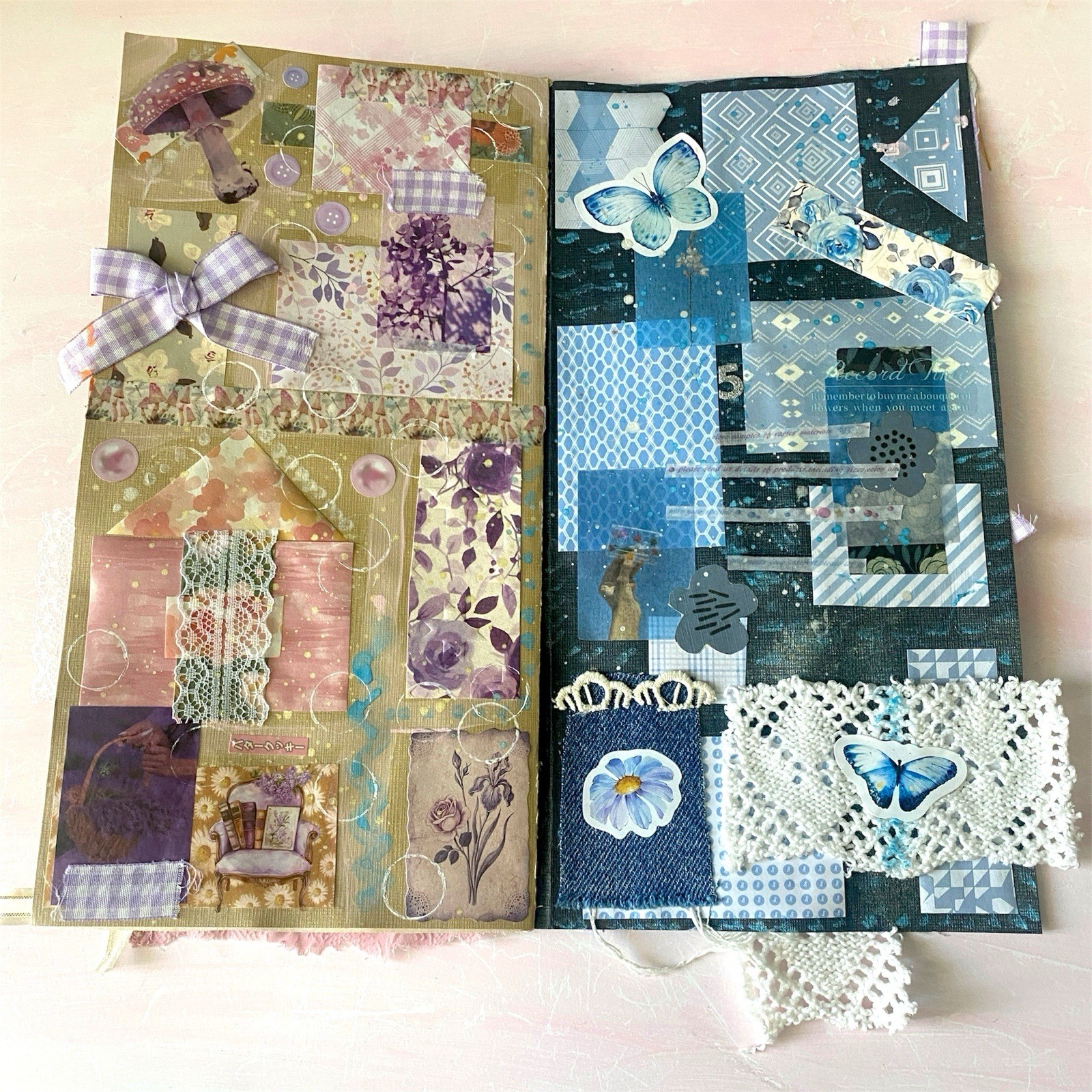 Handmade Art Junk Journal Mixed Media Collage Book Abstract Cardstock 12×6”
