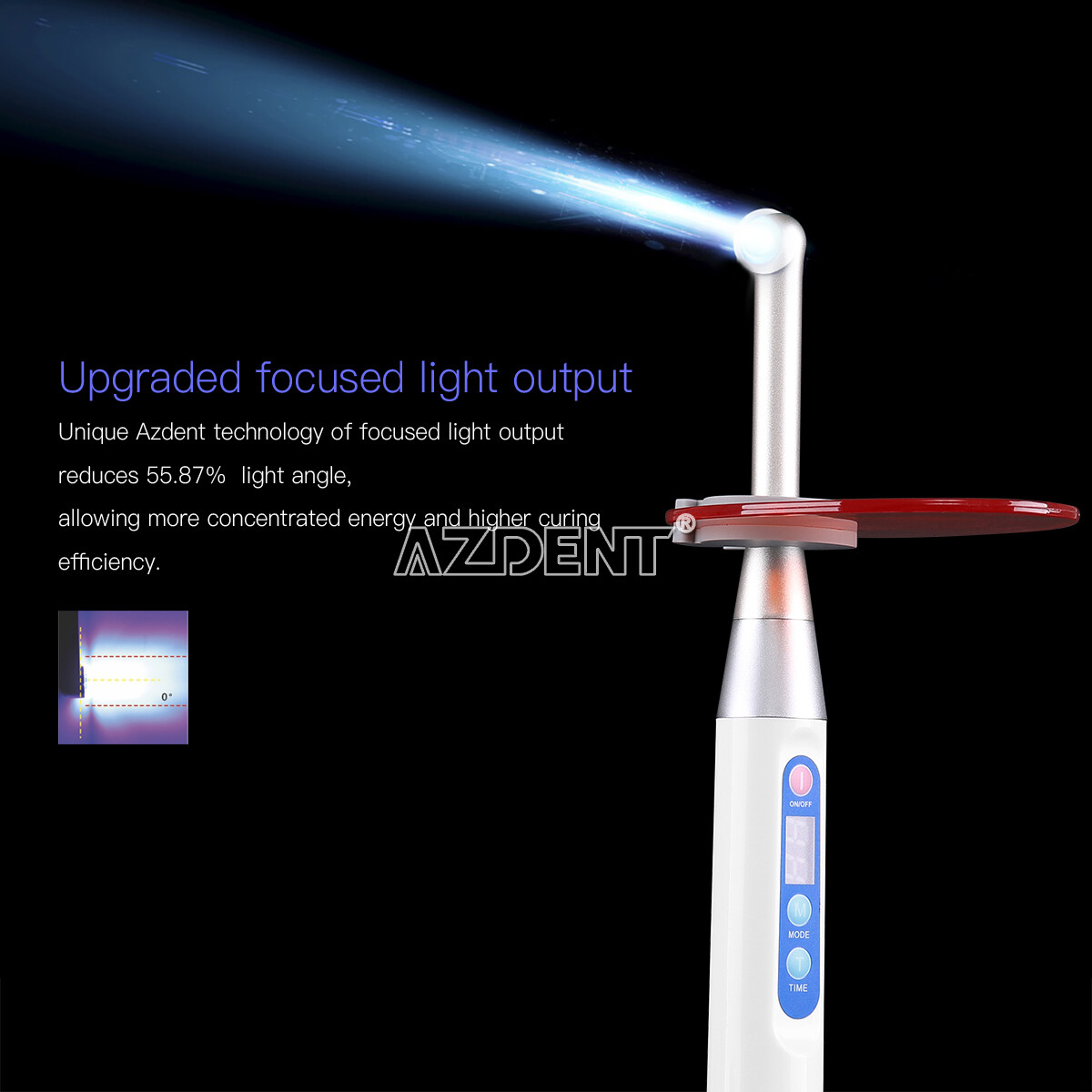 AZDENT Dental Cordless LED Curing Light 1 Second Cure Lamp 2300mW