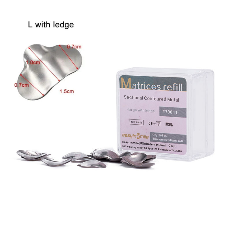 50Pcs Dental Metal Matrices Sectional Contoured Matrix Refill S/M/L EASYINSMILE