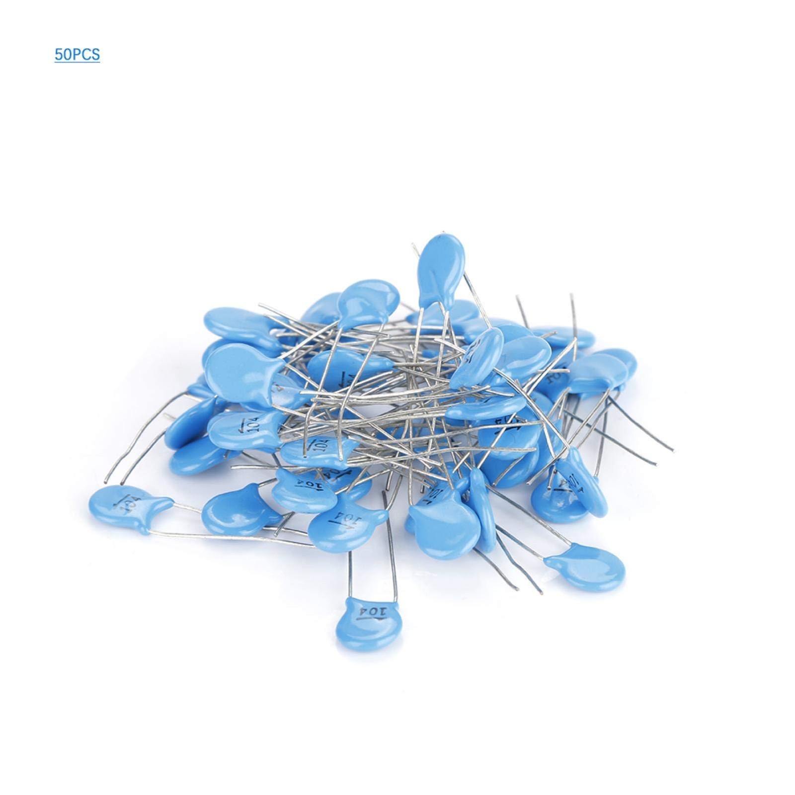 Tyenaza 50Pcs Blue 0.1uF 1000V Ceramic Capacitors Assortment Kit