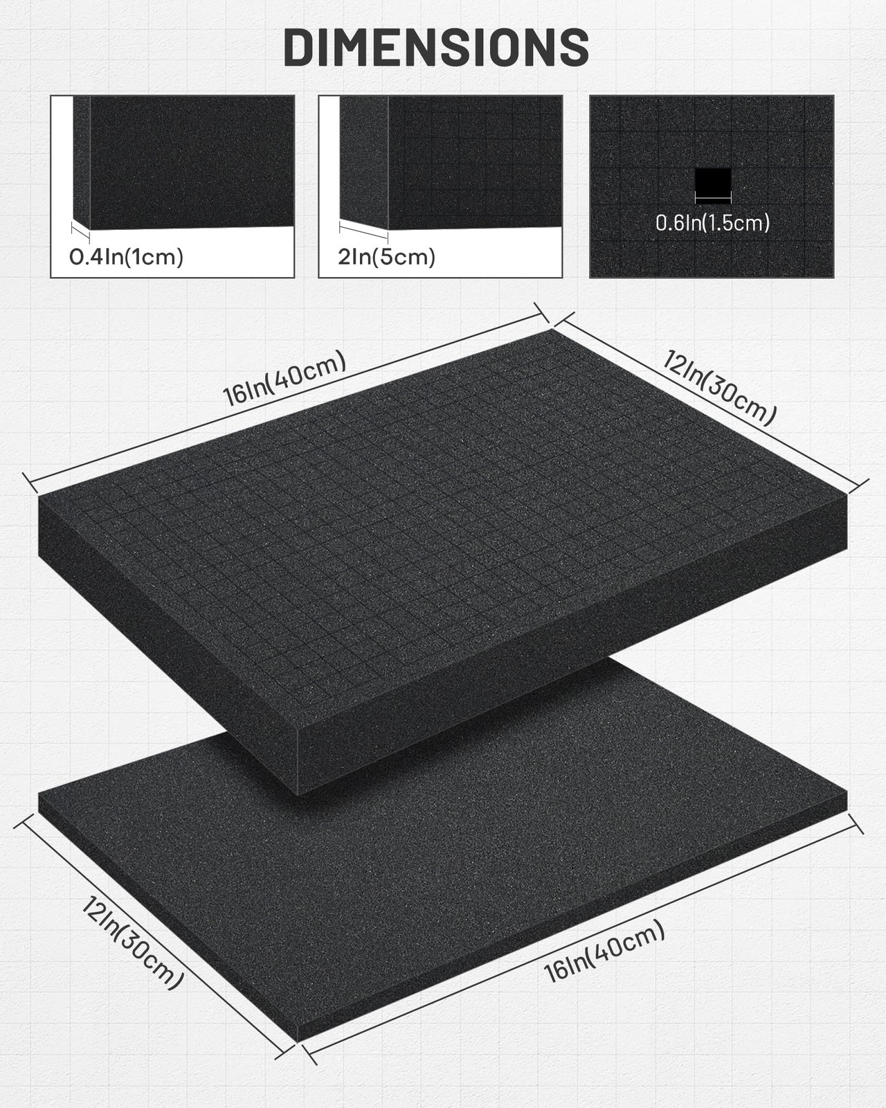 Pick and Pluck Foam 4-Pack (2P 16x12x2″+2P 16x12x0.4″). Tool Foam Organizer, …