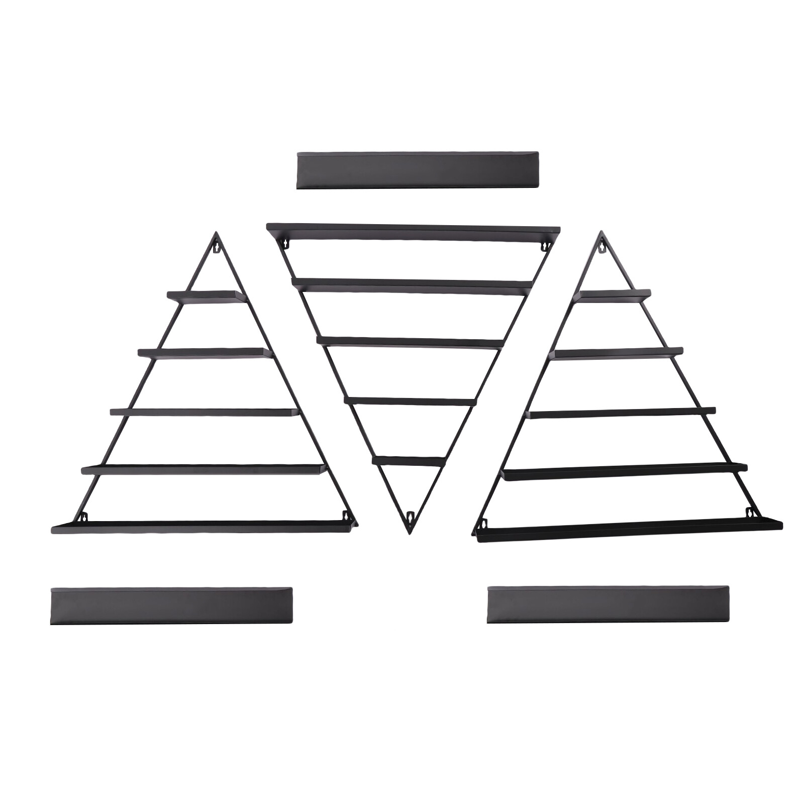5 Tiers Metal Triangle Nail Polish Display Racks Black Wall-Mounting Shelf Kit