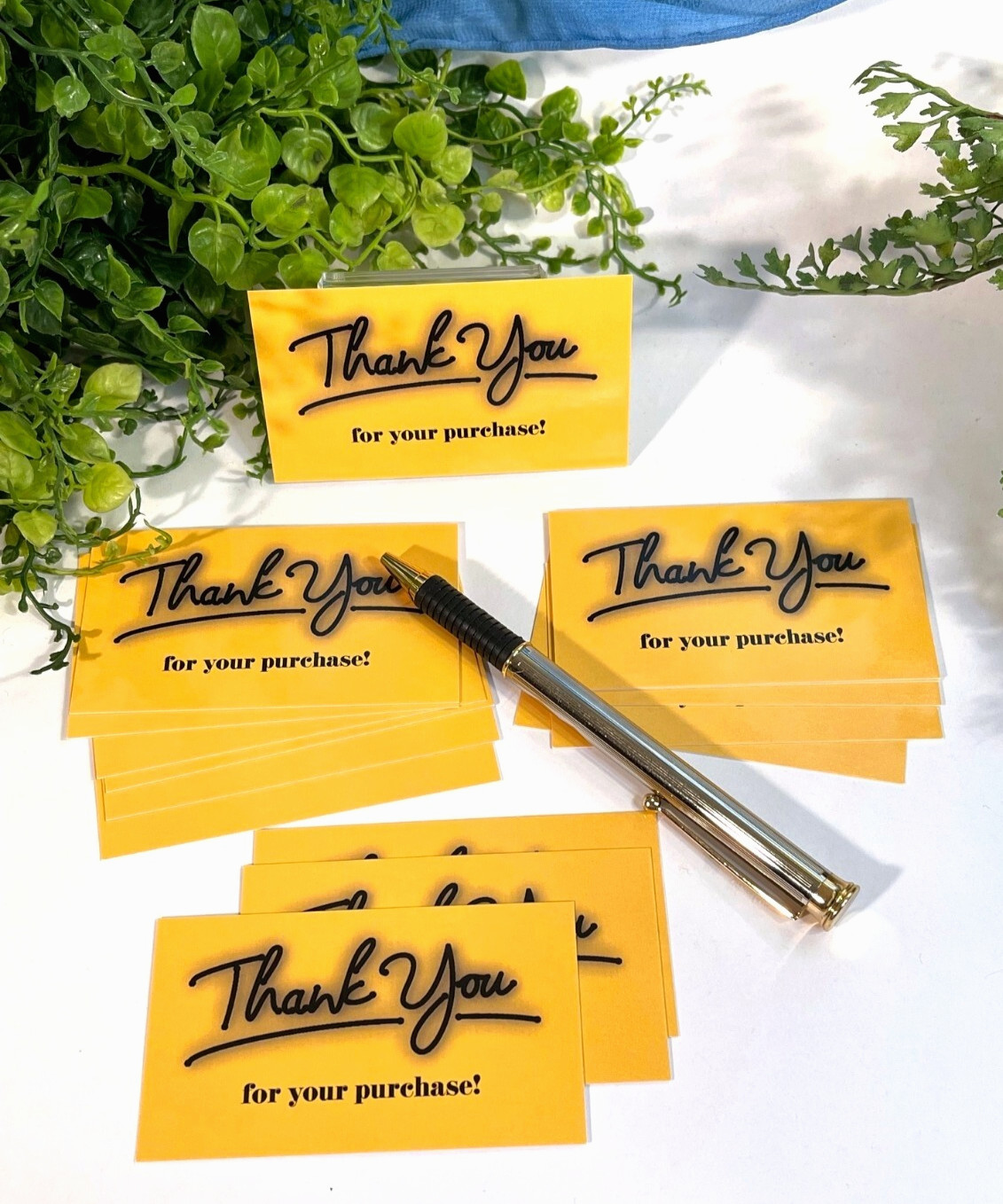Business Cards, Yellow Thank You for Your Purchase Cards, 3.5″ x 2″