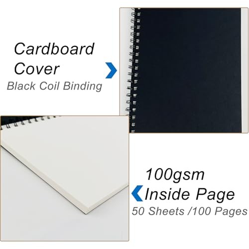DSTELIN Blank Spiral Notebook 3-Pack Soft Cover Sketchbook 7.5 x 5.1 Black