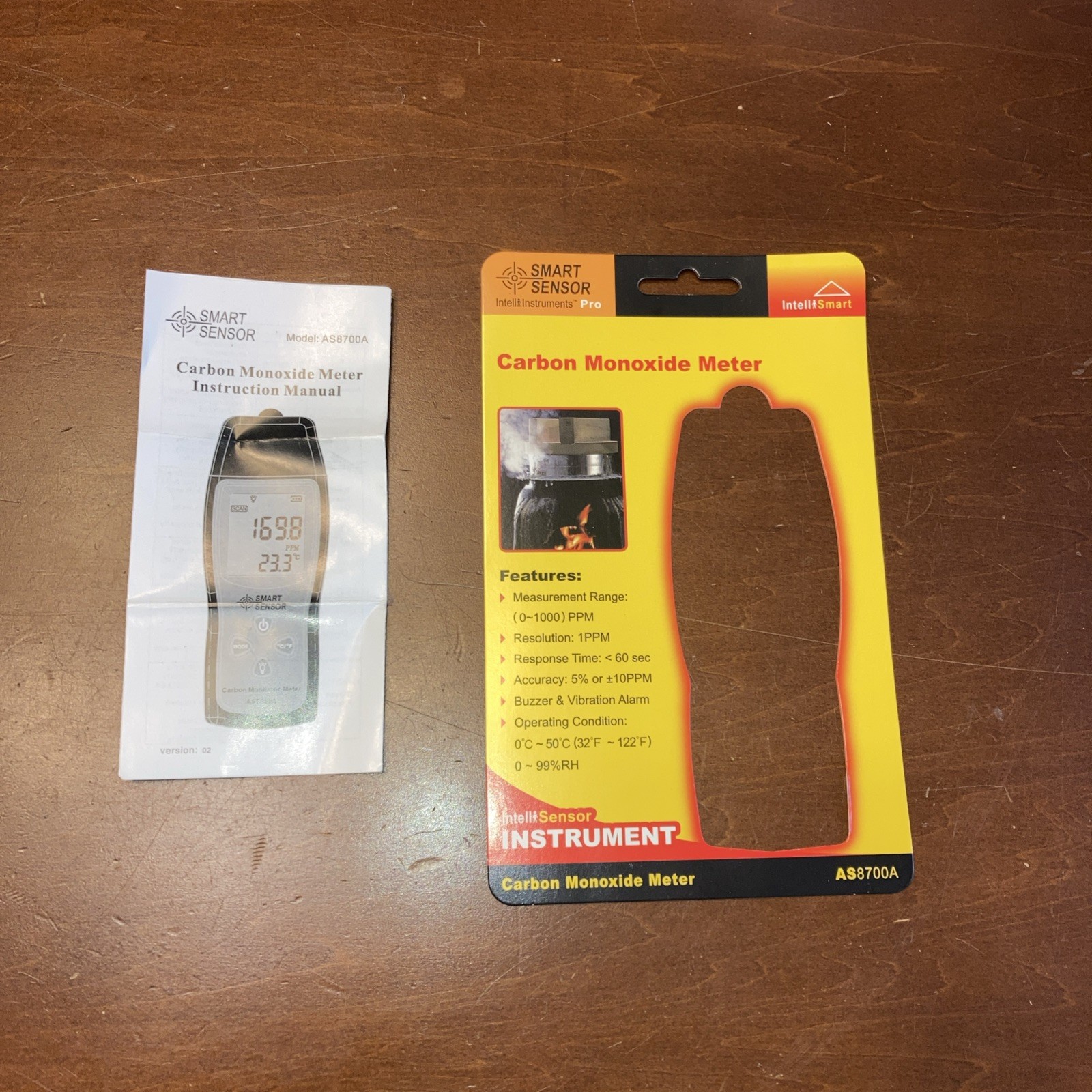AS8700A Carbon Monoxide Meter Sensor Handheld Orange Black Smart Sensor