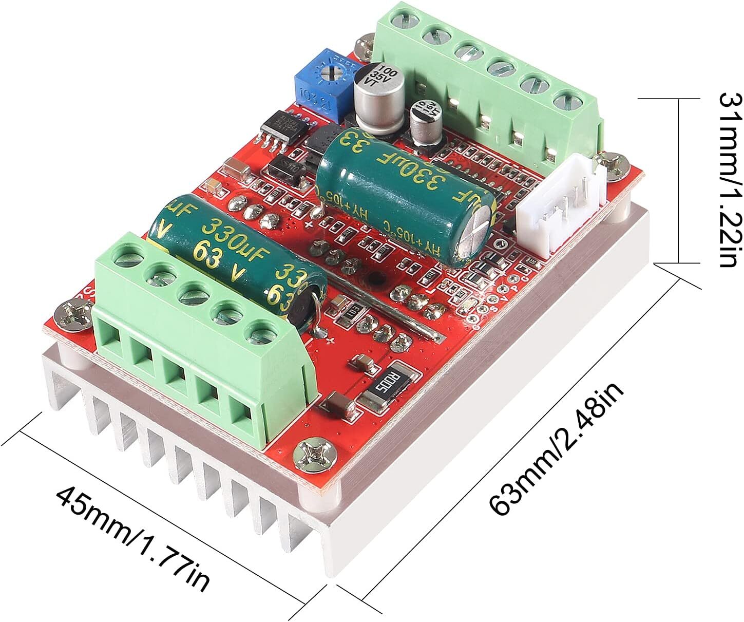 2PC DC 6-60V 400W BLDC 3 Phase Brushless Motor Controller PWM Hall Motor Control