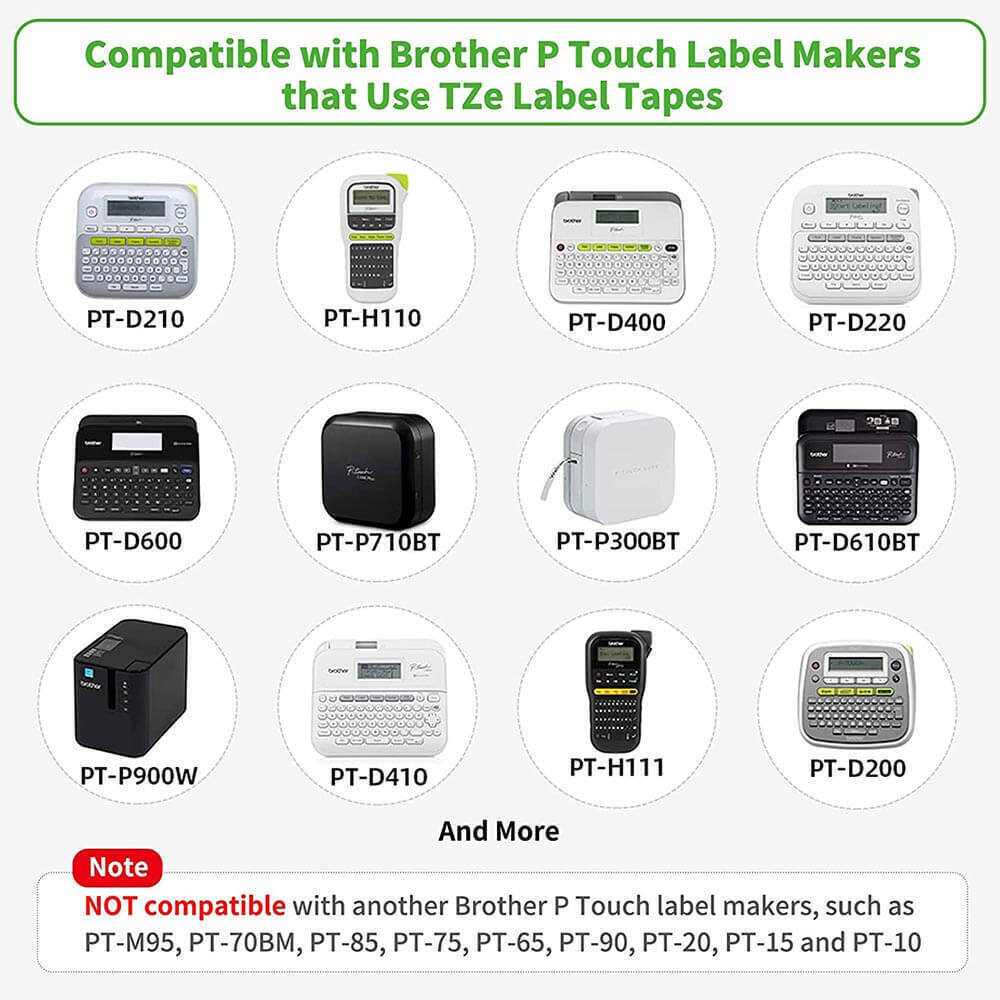 TZE-231 Compatible Brother Label Tape Replacement 12mm 0.47″ Standard Laminated