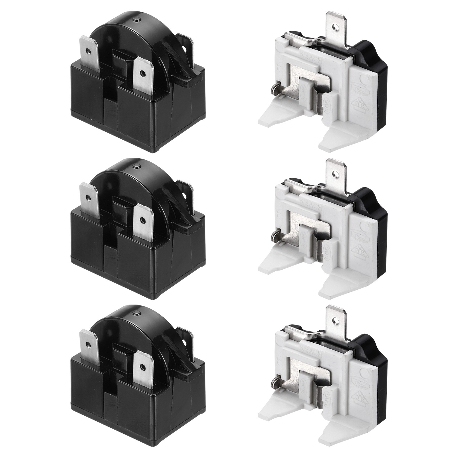 3 Sets PTC Refrigerator Starter Relay 4.7 Ohm 3 Pin and 1/2HP Overload Protector