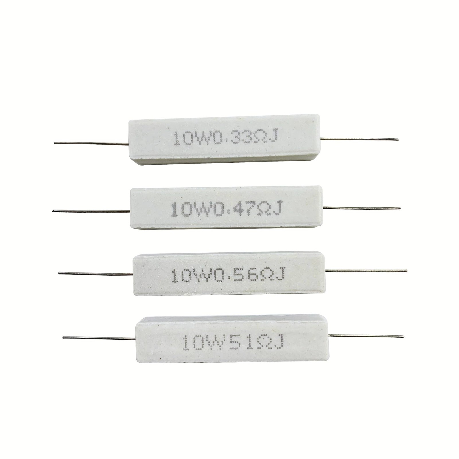 MOKMMKIT 25 Values 50 Pieces Ceramic Cement Resistor 0.05Ω-100Ω 50PCS, gray