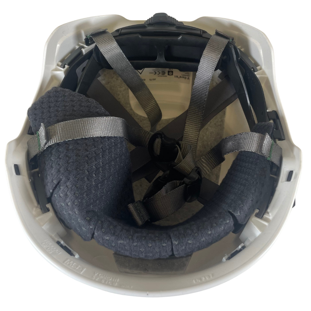 MSA V-Gard H1 EN50365 Adjustable White Safety Helmet with Chin Strap