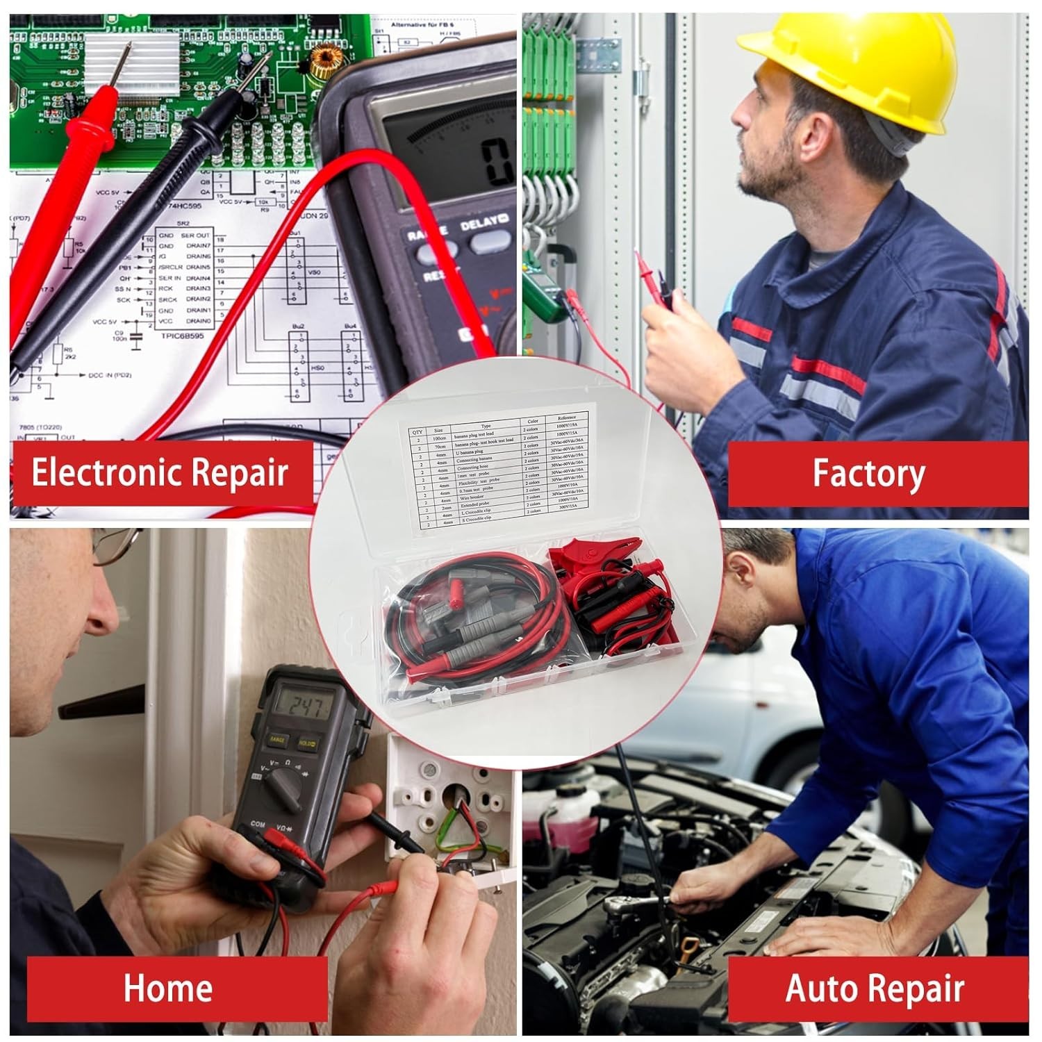 CAT III 1000V Multimeter Leads with Alligator Clips