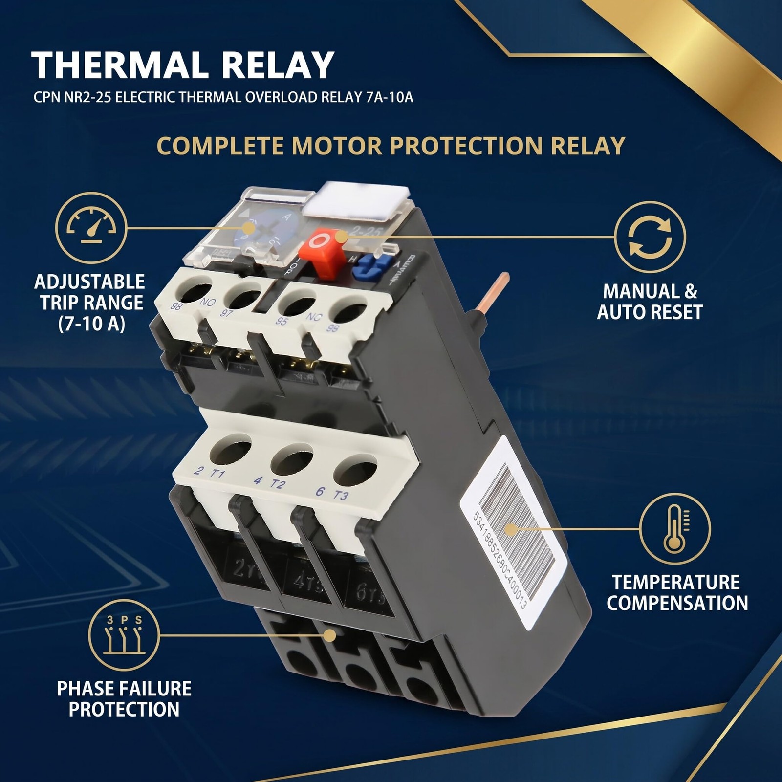 NR225 Electric Thermal Overload Relay 710A Adjustable Trip 50/60Hz Motor