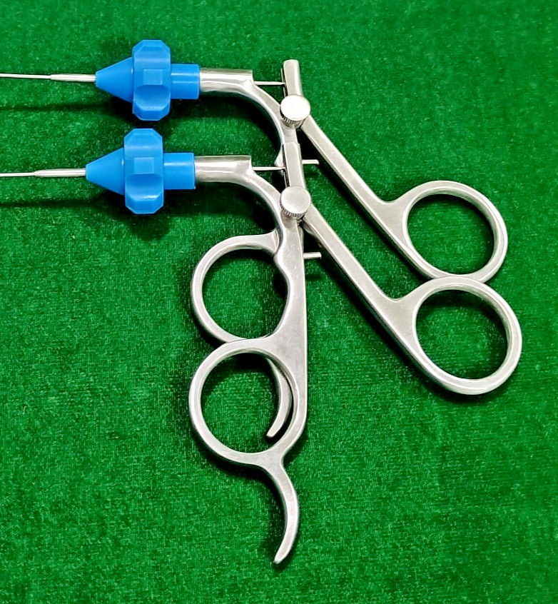 2pc Hysteroscopy Urology Semi Rigid Scissor 5FR 40cm with Blue Rotar Reusable