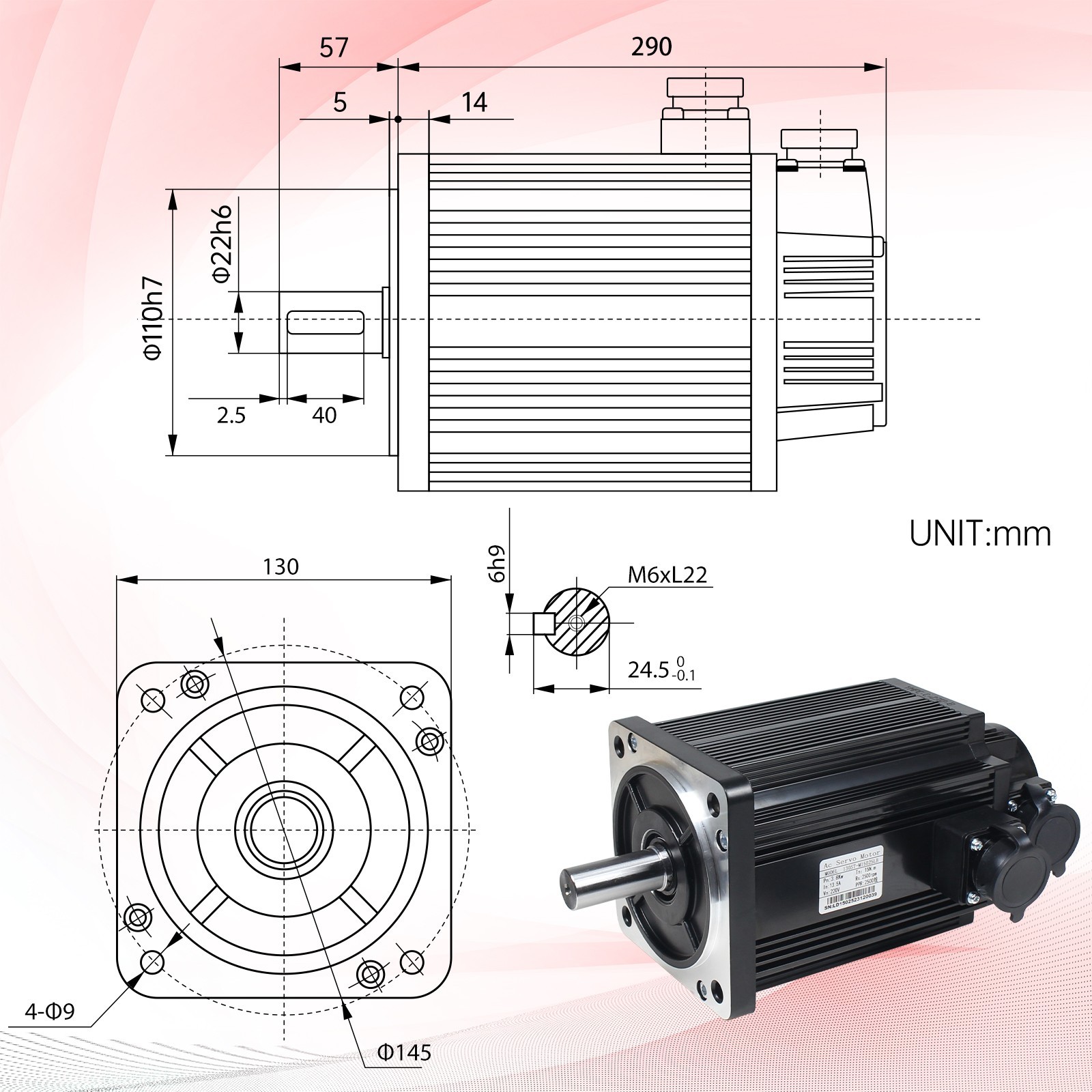 US SHIP】Optical Encoder 2.6KW 220V Servo Motor with Brake+Servo Motor Driver