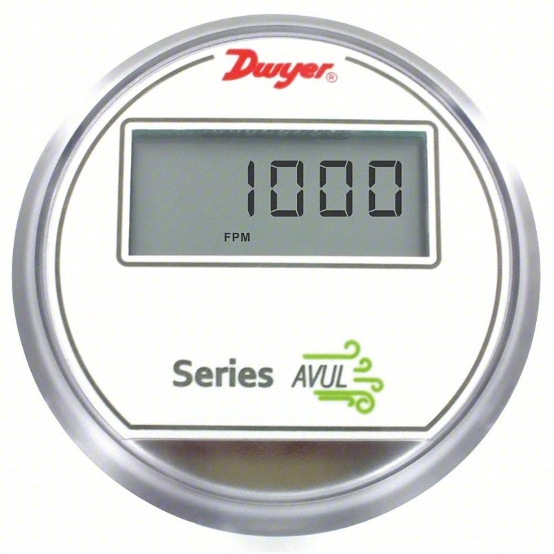 DWYER AVUL-3DA1-LCD Air Velocity Transmitter: 4 mA to 20 mA, 122°F, 1,000 fpm