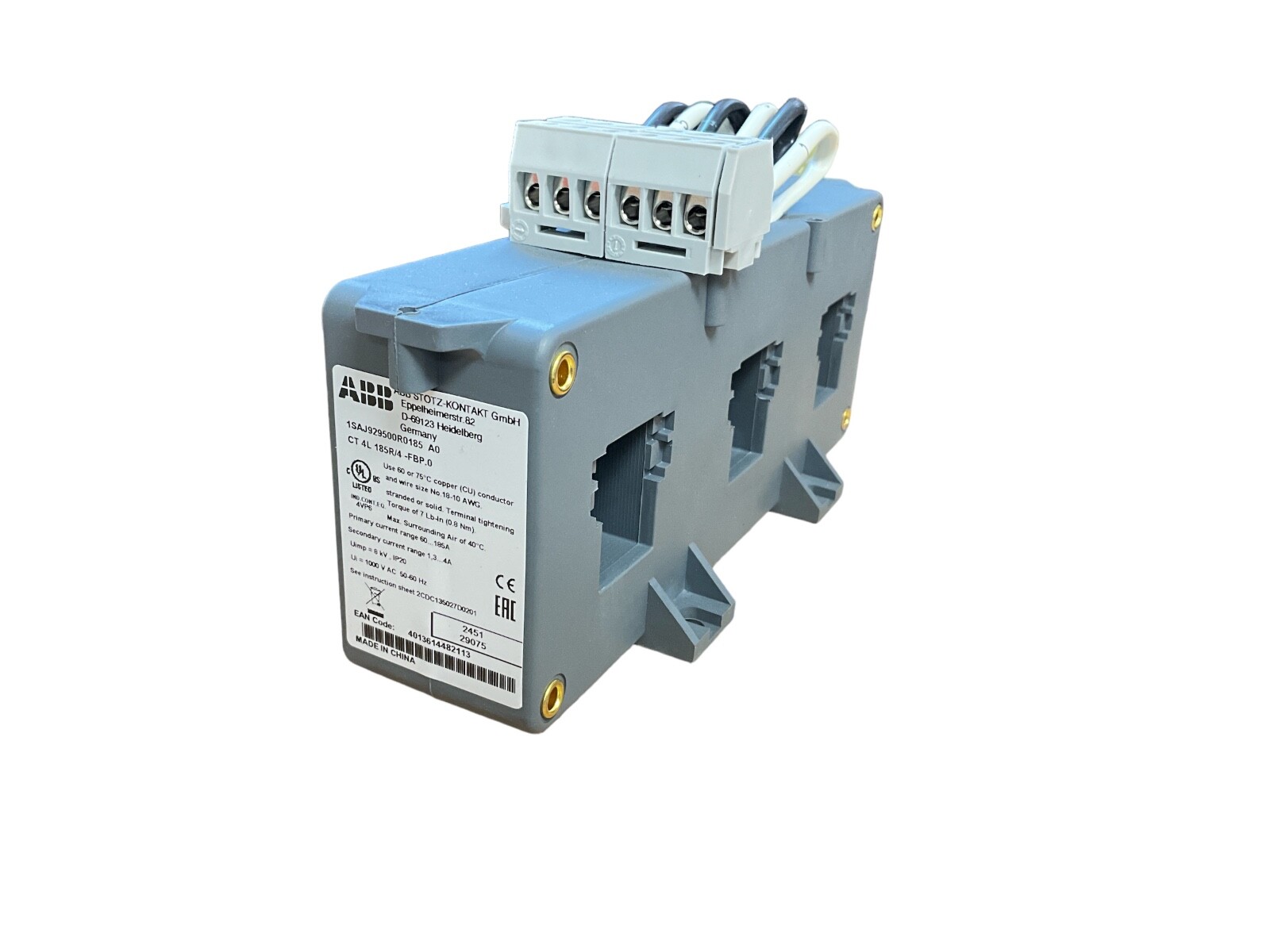 ABB 1SAJ929500R0185 3-phase Current Transformer ct4l185r/4