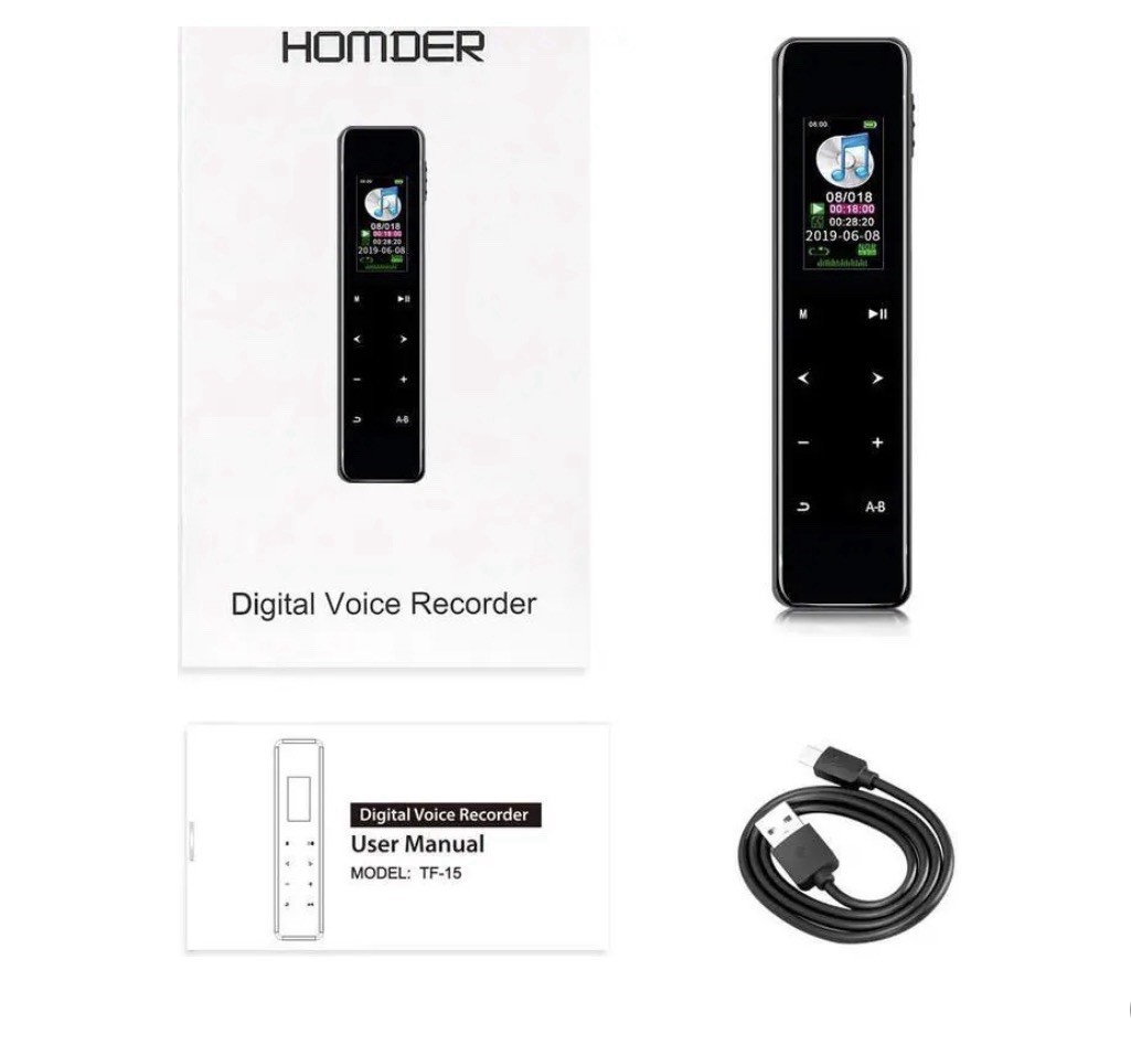 Homder 16GB Digital Voice Recorder Touch Screen 1536kbps Audio Dictaphone TF15