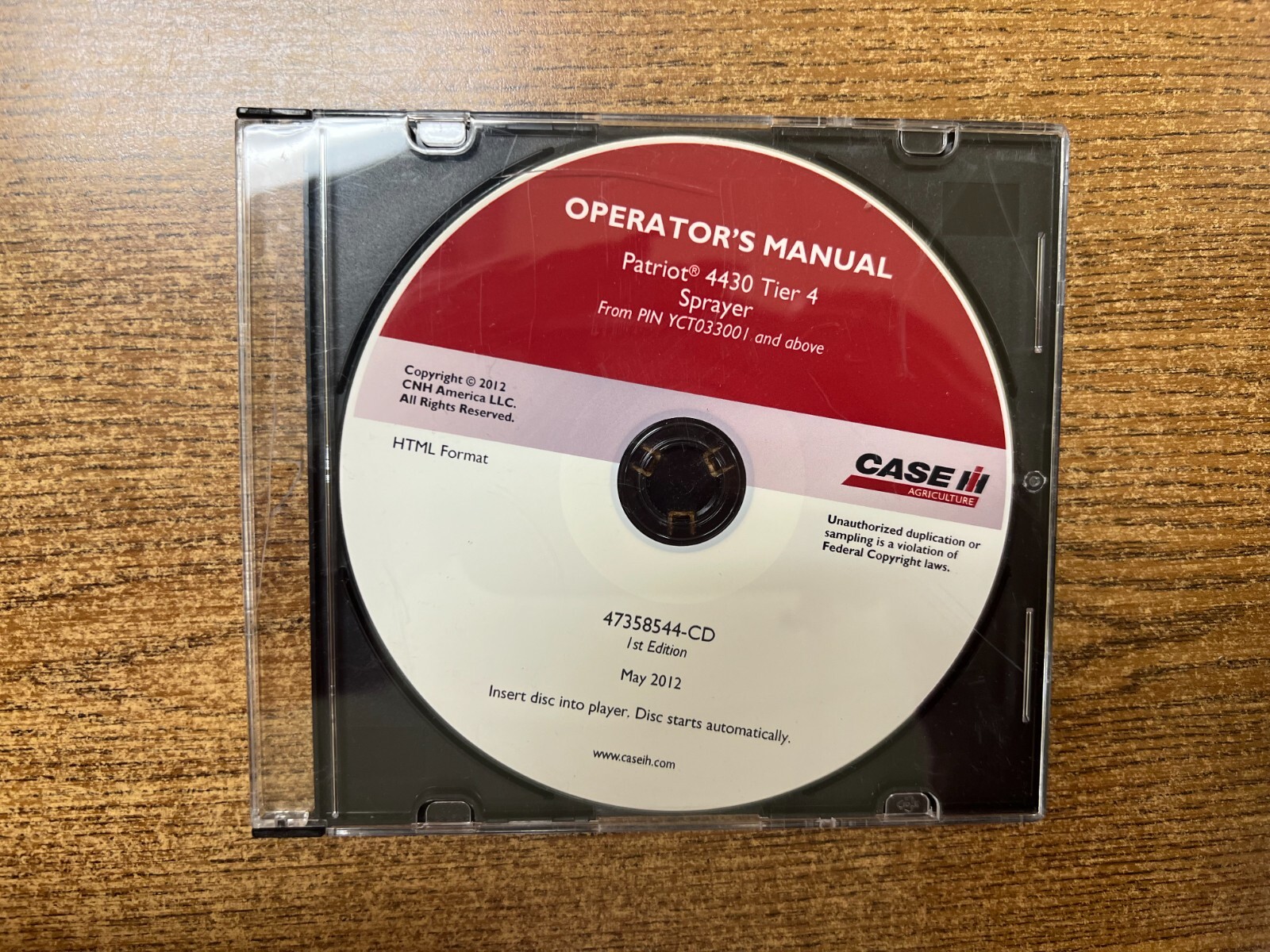 Case IH Operator’s Manual CD for Patriot 4430 Tier 4 Sprayer