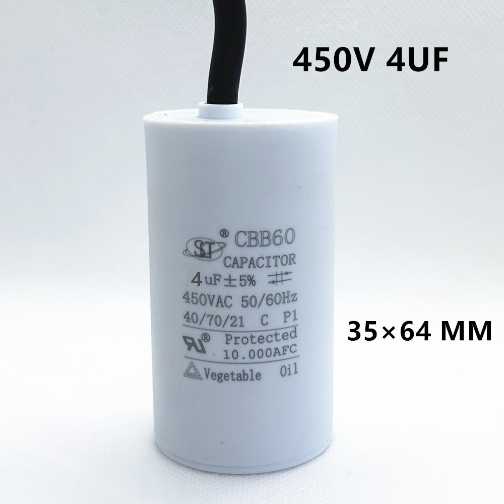 450v 2.5-100 μF CBB60 START RUN MOTOR CAPACITOR WATER PUMP COMPRESSOR (WIRE)