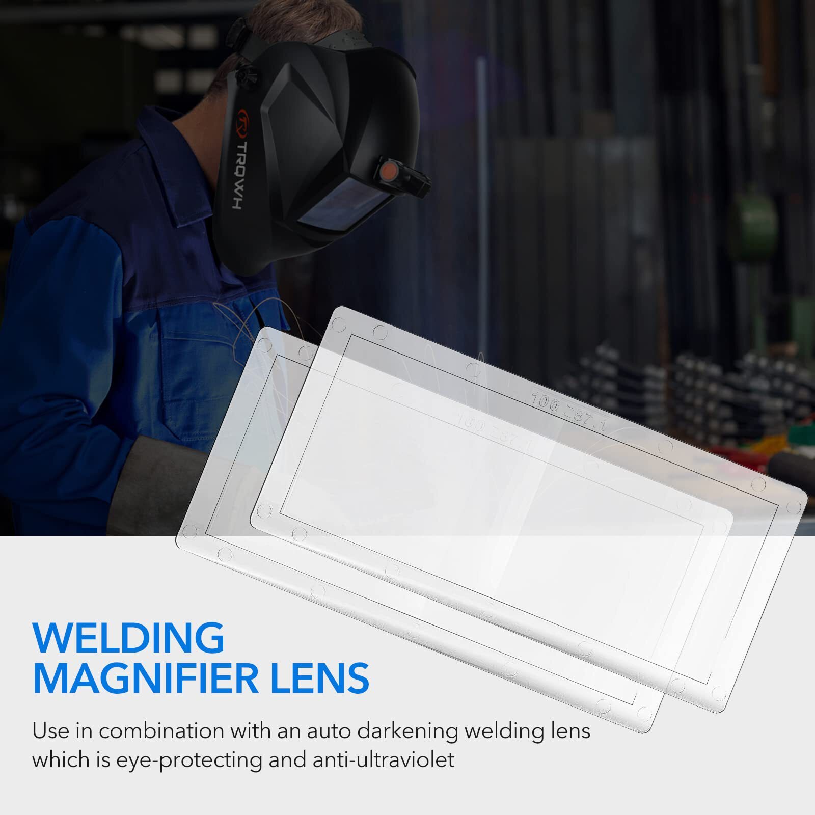 TRQWH Universal Fit Welder Magnifying Lens, 1.0 Diopter Cheater Lens (2-Pack)