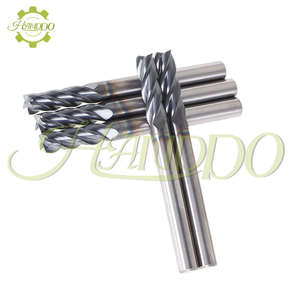 5 Pcs 3/16″ 4 Flute 2″ Overall Length Regular Carbide End Mill – TiALN COATED